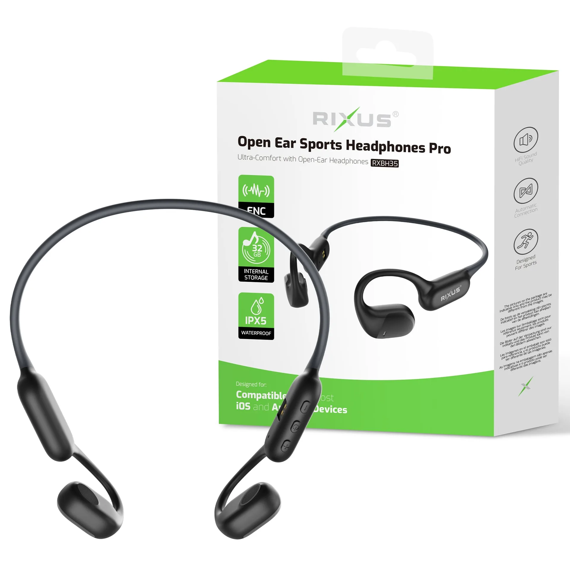 Rixus RXBH35 Open Ear Sports Headphones Pro