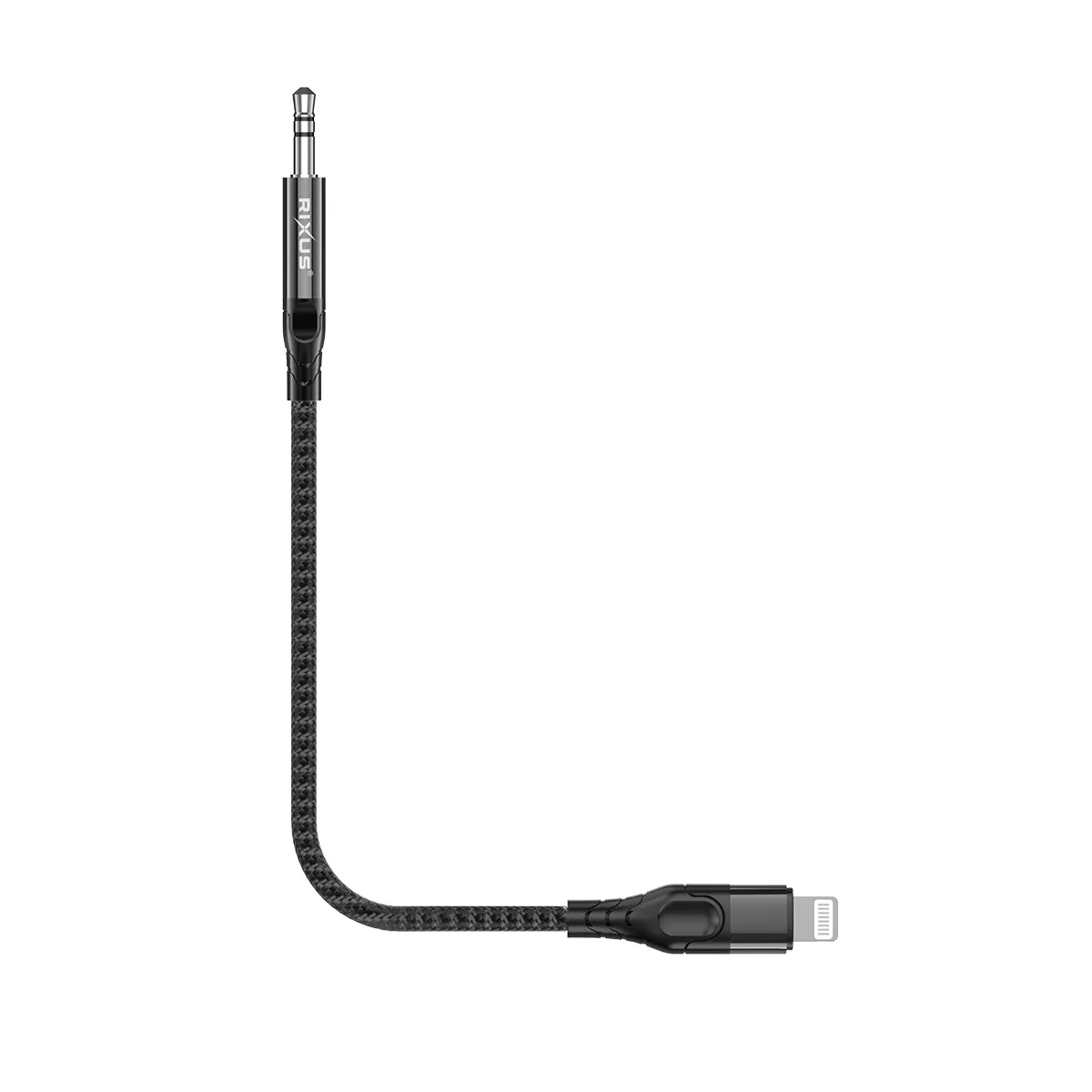 Rixus RXMU35L 3.5mm AUX To Lightning Connector Braided Audio Cable 1.2m Black
