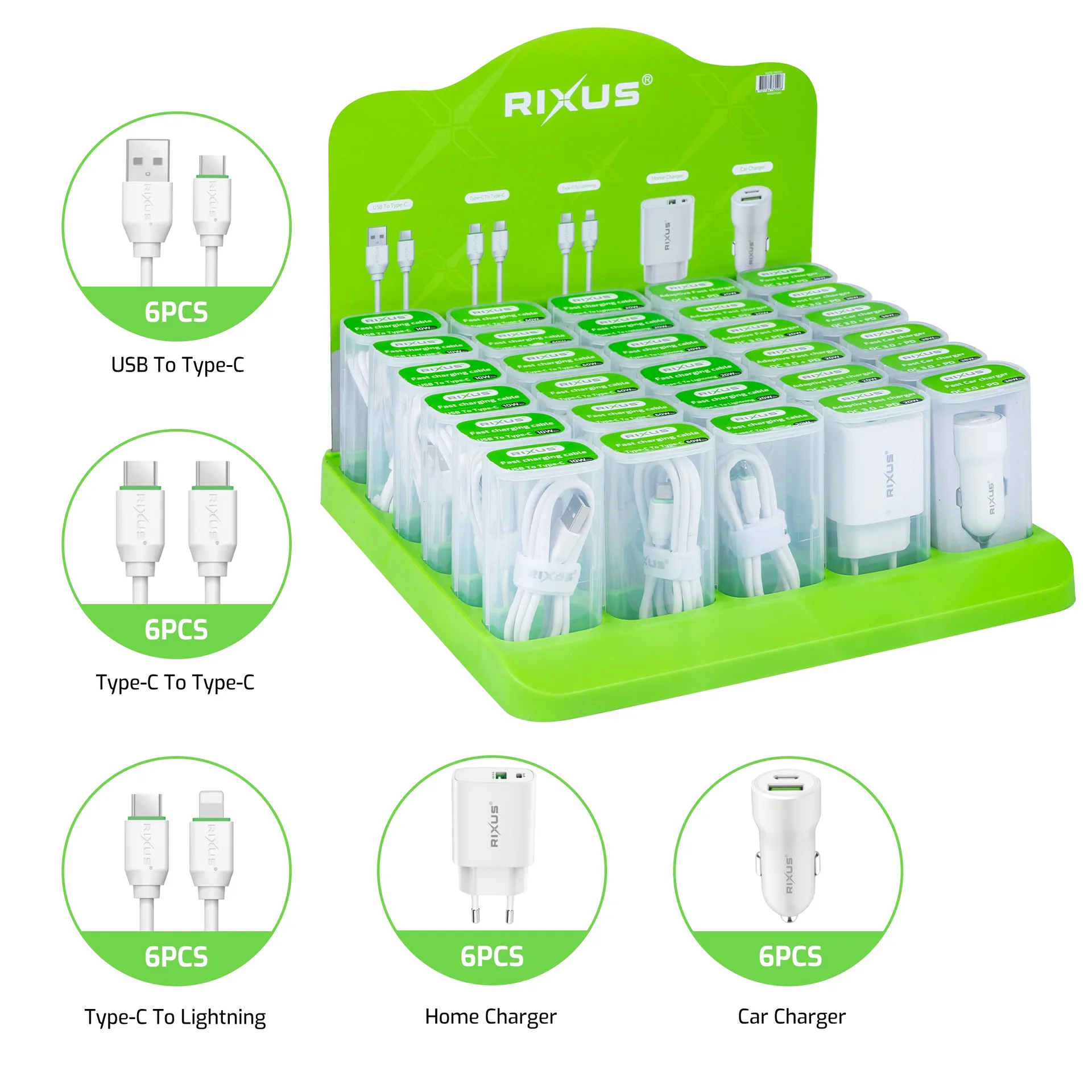 Rixus RX2015S Fast Cable Serie For USB-C to USB-C (Counter Display)