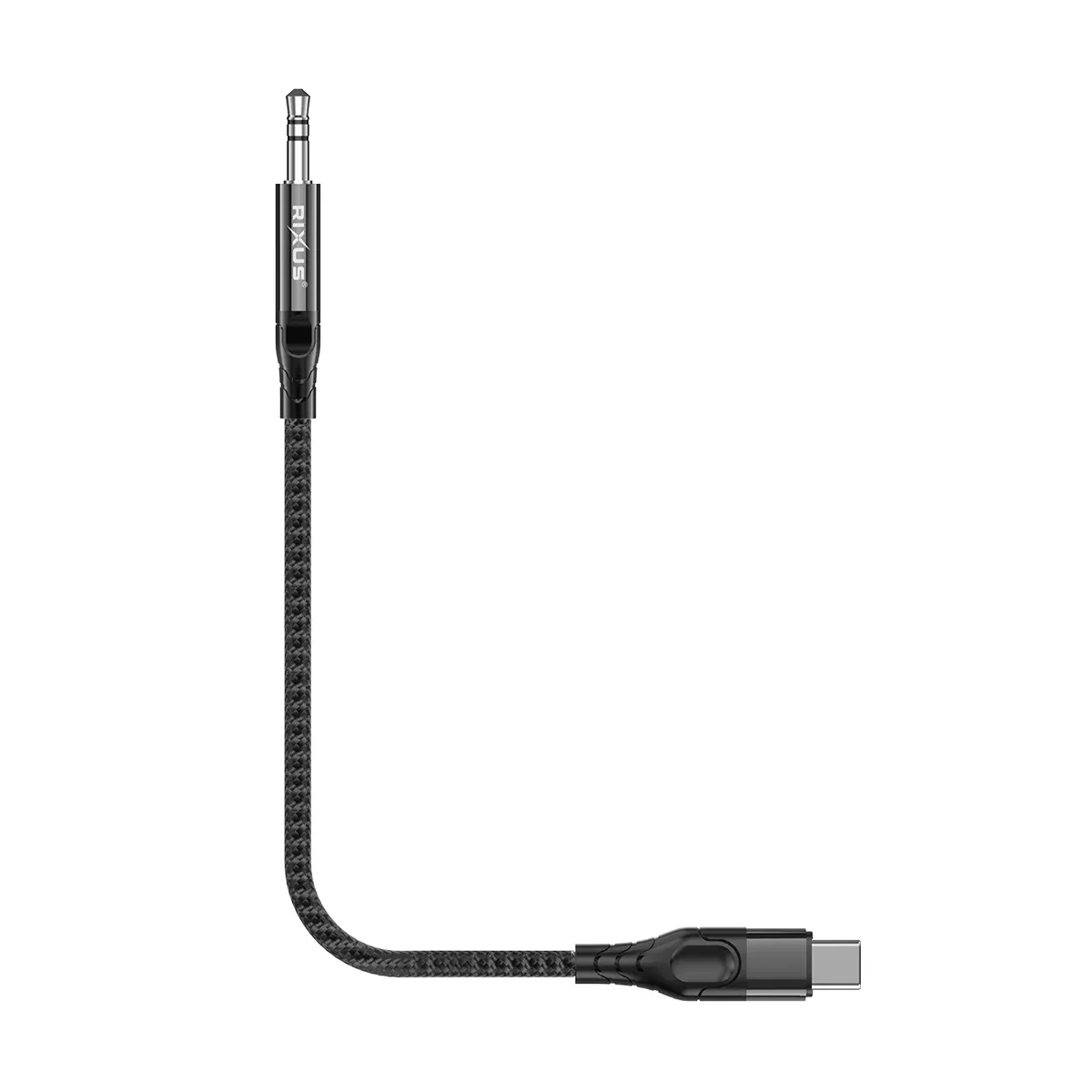 Rixus RXMU35C 3.5mm AUX To USB-C Braided Audio Cable 1.2m Black
