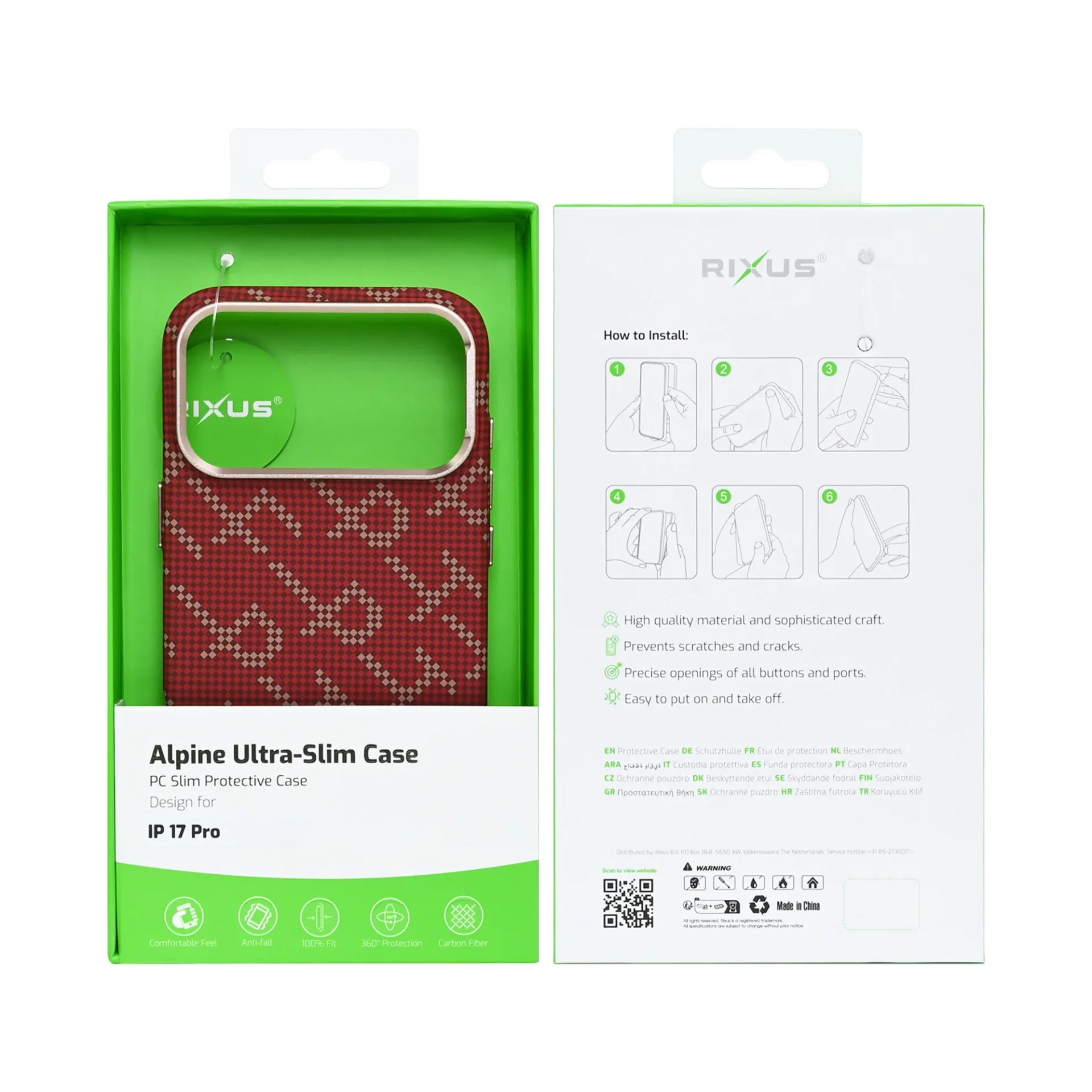 Rixus Alpine Ultra-Slim Case With MagSafe Compatible RXA093 For Apple iPhone 17 Pro Cherry Red
