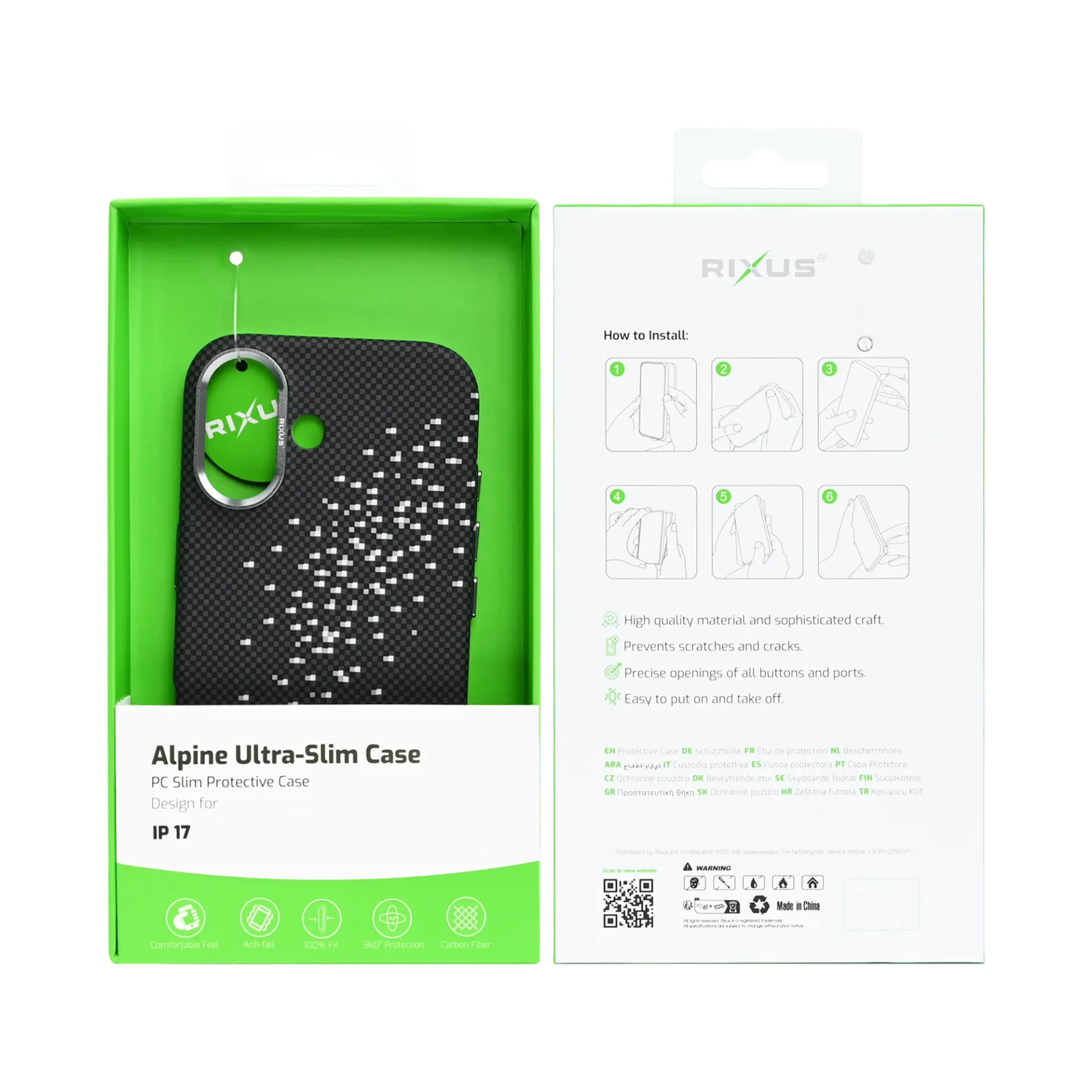 Rixus Alpine Ultra-Slim Case With MagSafe Compatible RXD022 For Apple iPhone 17 Galaxy Black