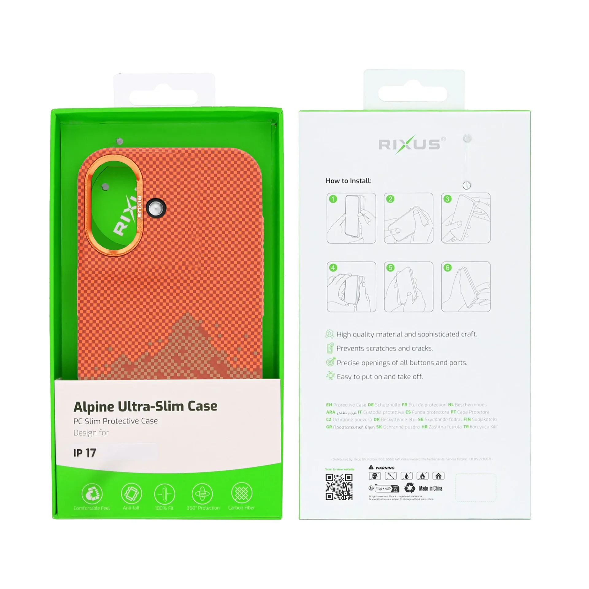 Rixus Alpine Ultra-Slim Case With MagSafe Compatible RXD081 For Apple iPhone 17 Mountain Orange