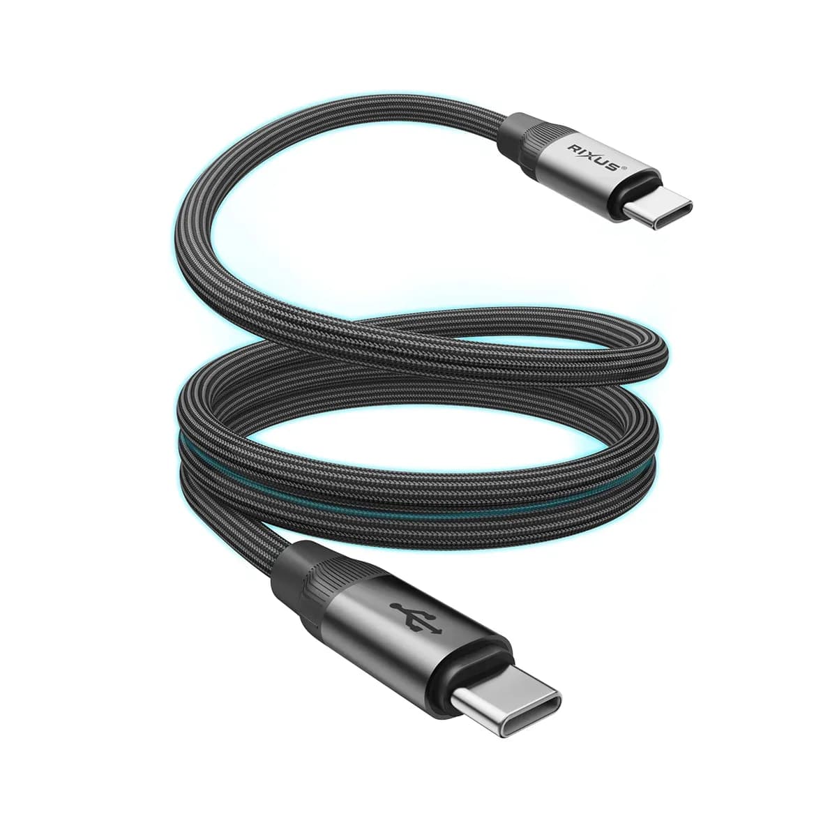 Rixus RXUC61C Magnetic Charging Cord USB-C To USB-C 1m 60W Black
