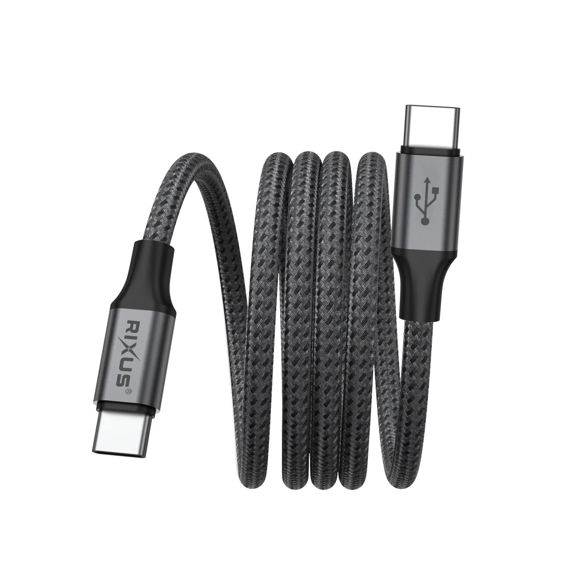 Rixus RXUC66C Magnetic Charging Cord USB-C To USB-C 1m 60W Black