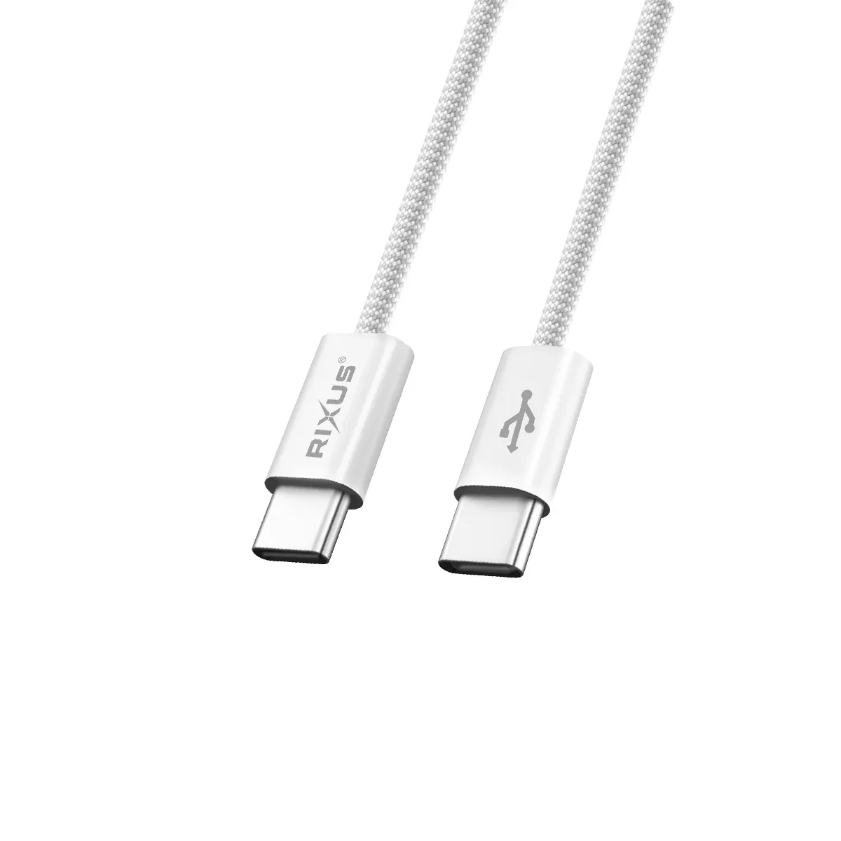Rixus RXUC15C USB-C to USB-C Nylon Braided Cable 1m White