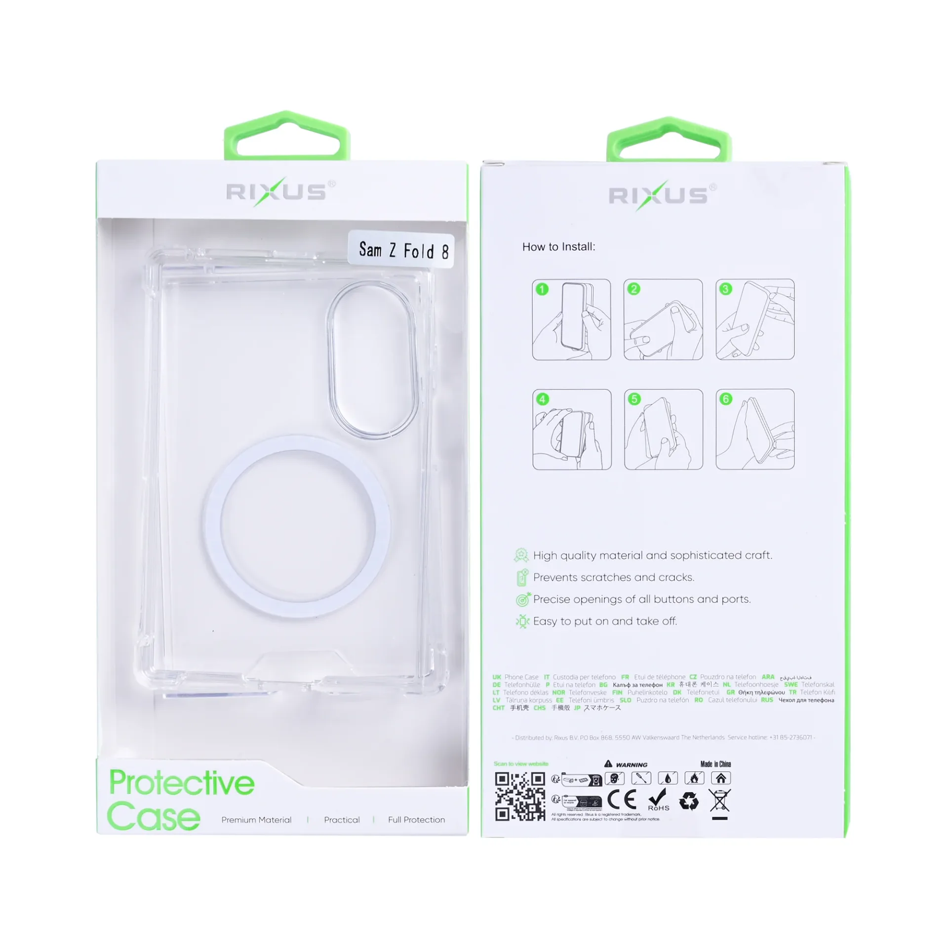 Rixus Anti-Burst Case With MagSafe Compatible For Samsung Galaxy Z Fold8 Transparent