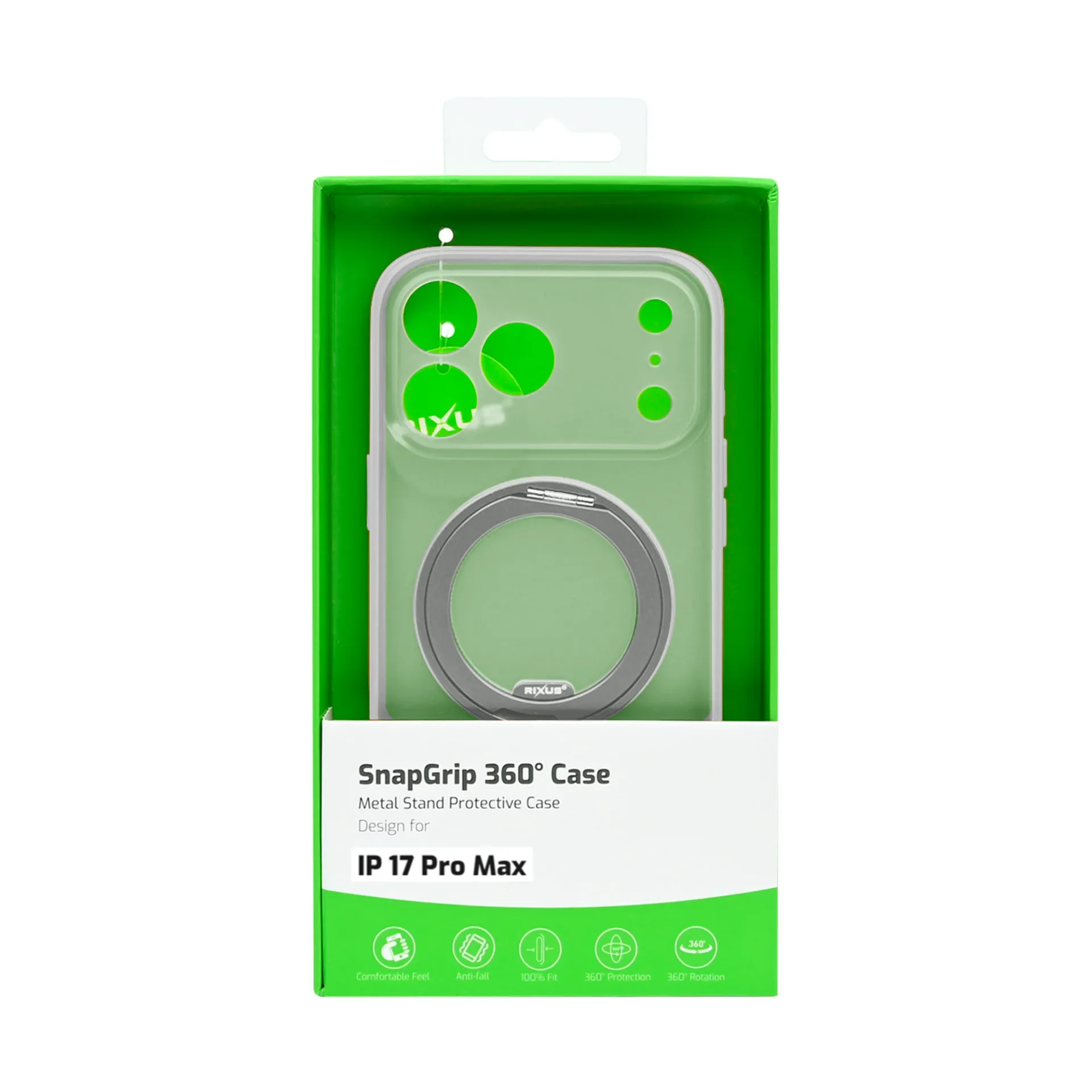Rixus SnapGrip 360 Case For Apple iPhone 17 Pro Max White