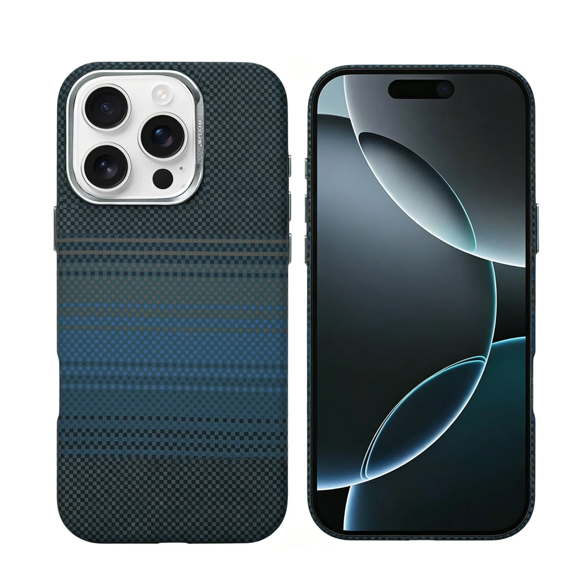 Rixus Alpine Ultra-Slim Case With MagSafe Compatible RXA131 For Apple iPhone 16 Pro Max Stripe Blue