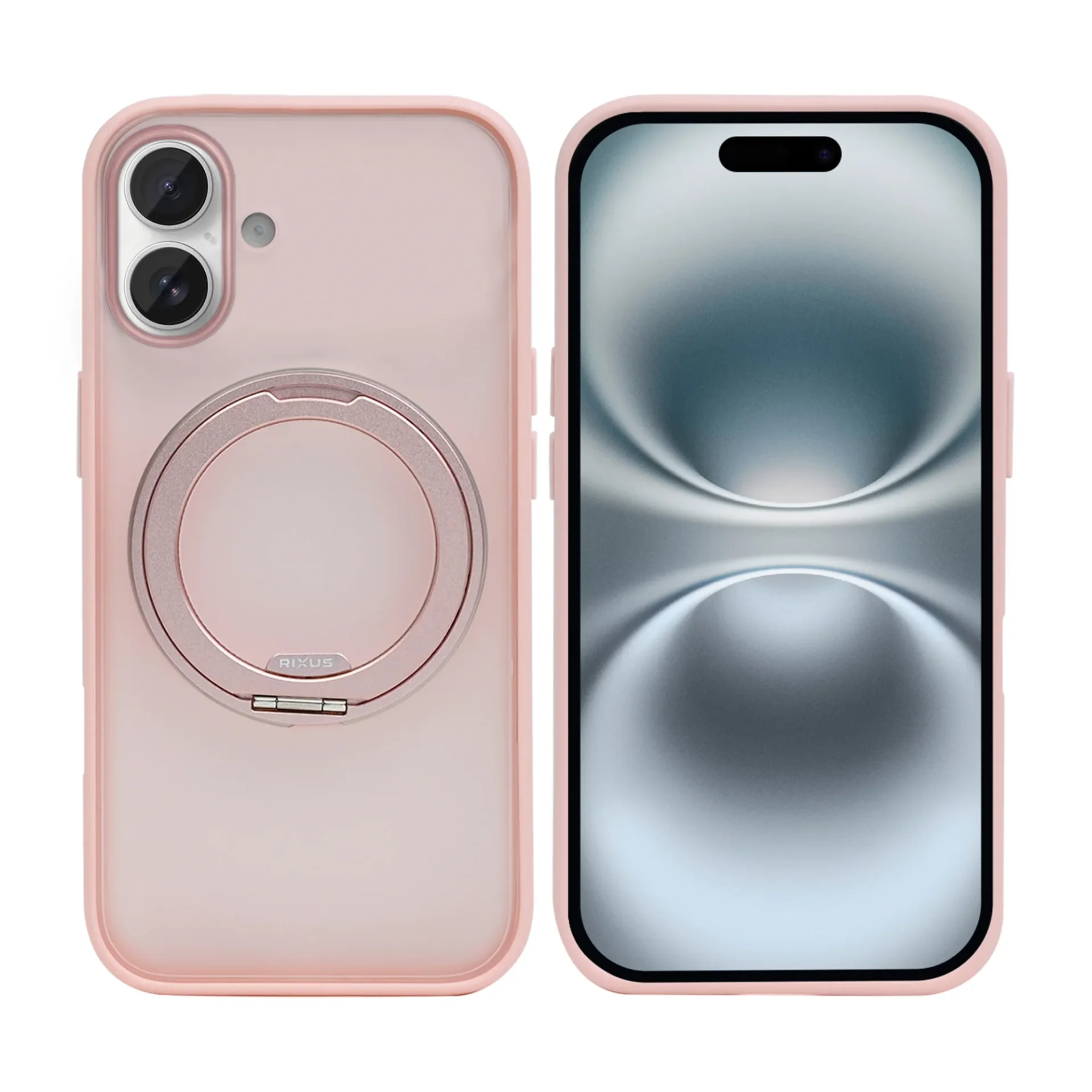 Rixus SnapGrip 360 Case For Apple iPhone 16 Pink