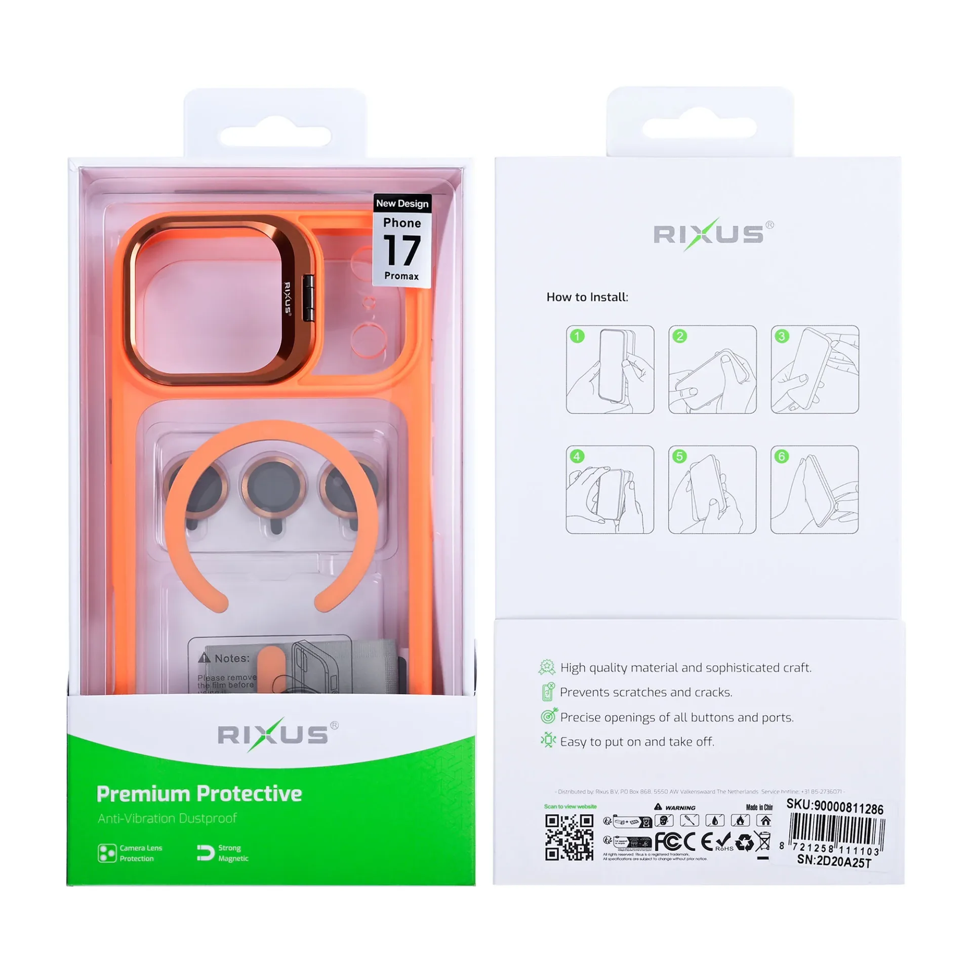 Rixus Classic 03 Case With MagSafe Compatible For Apple iPhone 17 Pro Max Orange