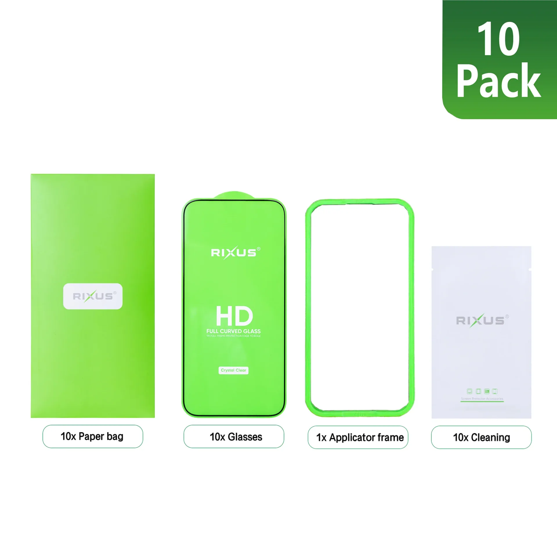 Rixus Clear HD Full Curved Edge Tempered Glass For Apple iPhone 17 Pro Max (10-Pack)