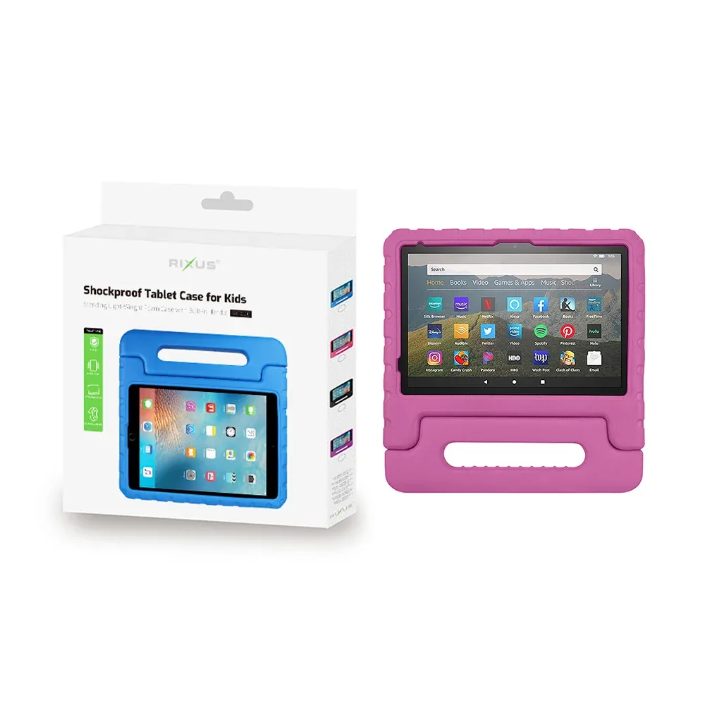 Rixus RXTC06 Tablet Kids Case For Apple iPad 10 10.9 inch (2022), iPad Air 11 inch (2024, 2025, 2026), iPad 12 (2026) Pink
