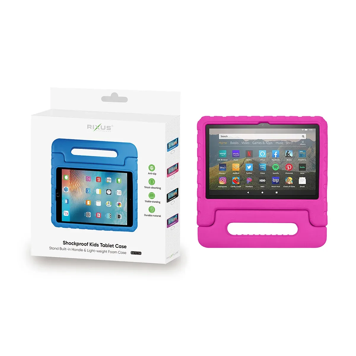 Rixus RXTC06 Tablet Kids Case For Apple iPad Pro 11 inch (2022,2021,2020,2018), iPad Air 4 10.9 inch (2020) Pink