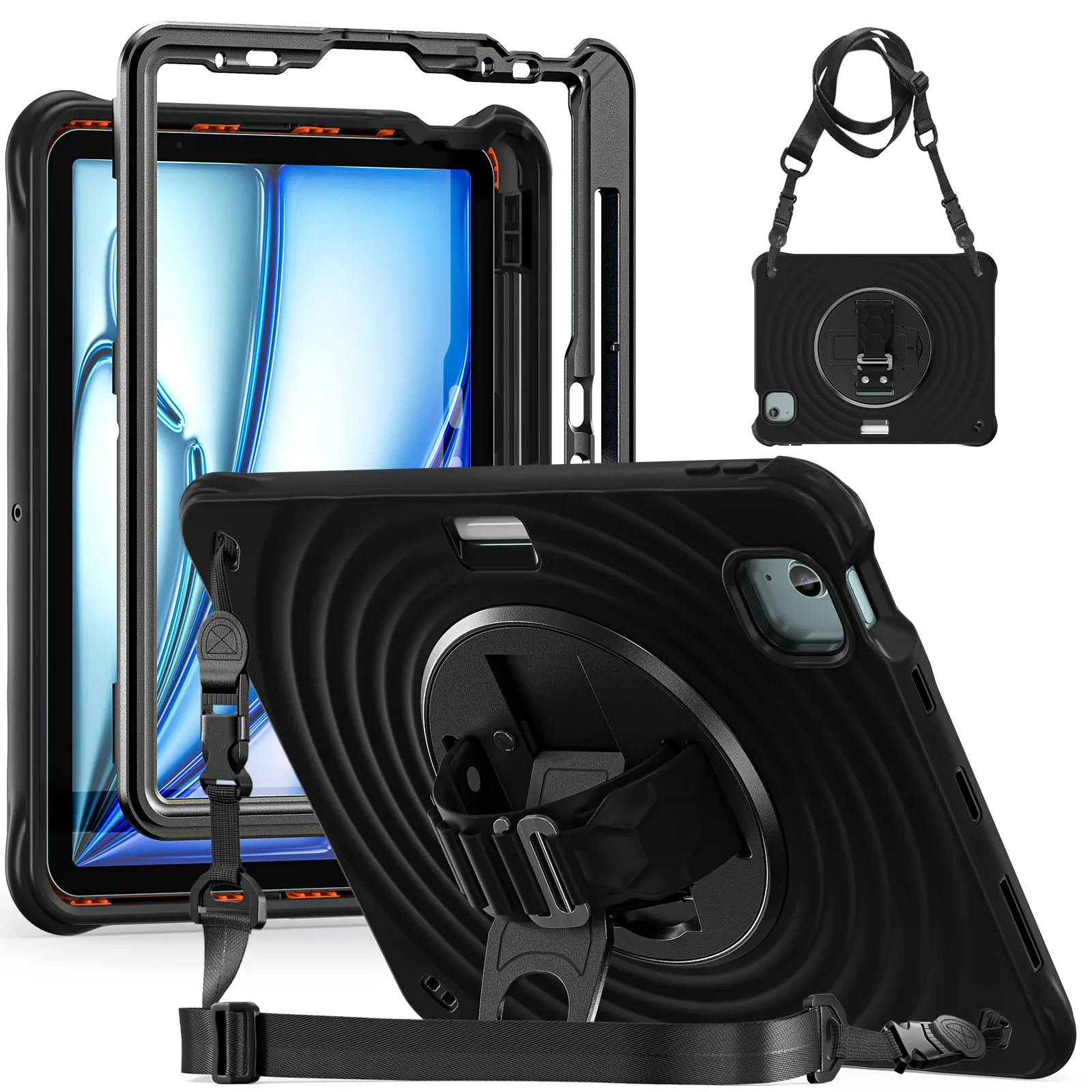 Rixus RXTC08 Anti Shock Case For Apple iPad Air 11 inch (2024, 2025, 2026), Air 4 10.9 inch (2020), Air 5 10.9 inch (2022), Pro 11 inch (2018, 2020, 2021, 2022) Black