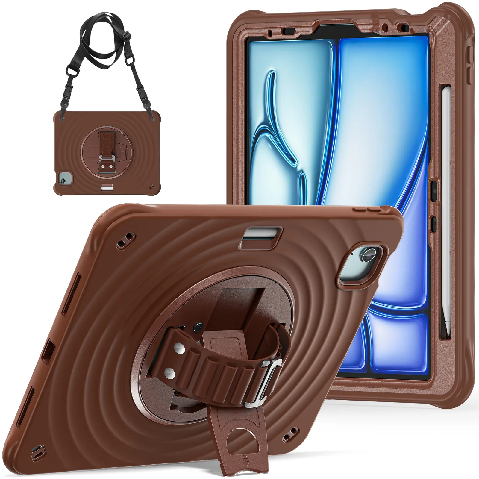 Rixus RXTC08 Anti Shock Case For Apple iPad Air 13 inch (2024, 2025, 2026), iPad Pro 12.9 inch (2018, 2020, 2021, 2022) Chocolate