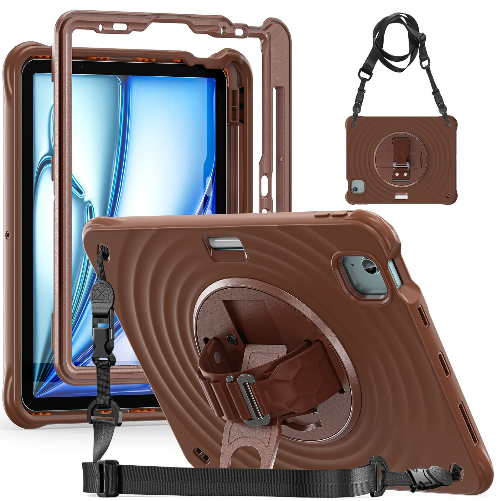 Rixus RXTC08 Anti Shock Case For Apple iPad Air 13 inch (2024, 2025, 2026), iPad Pro 12.9 inch (2018, 2020, 2021, 2022) Chocolate