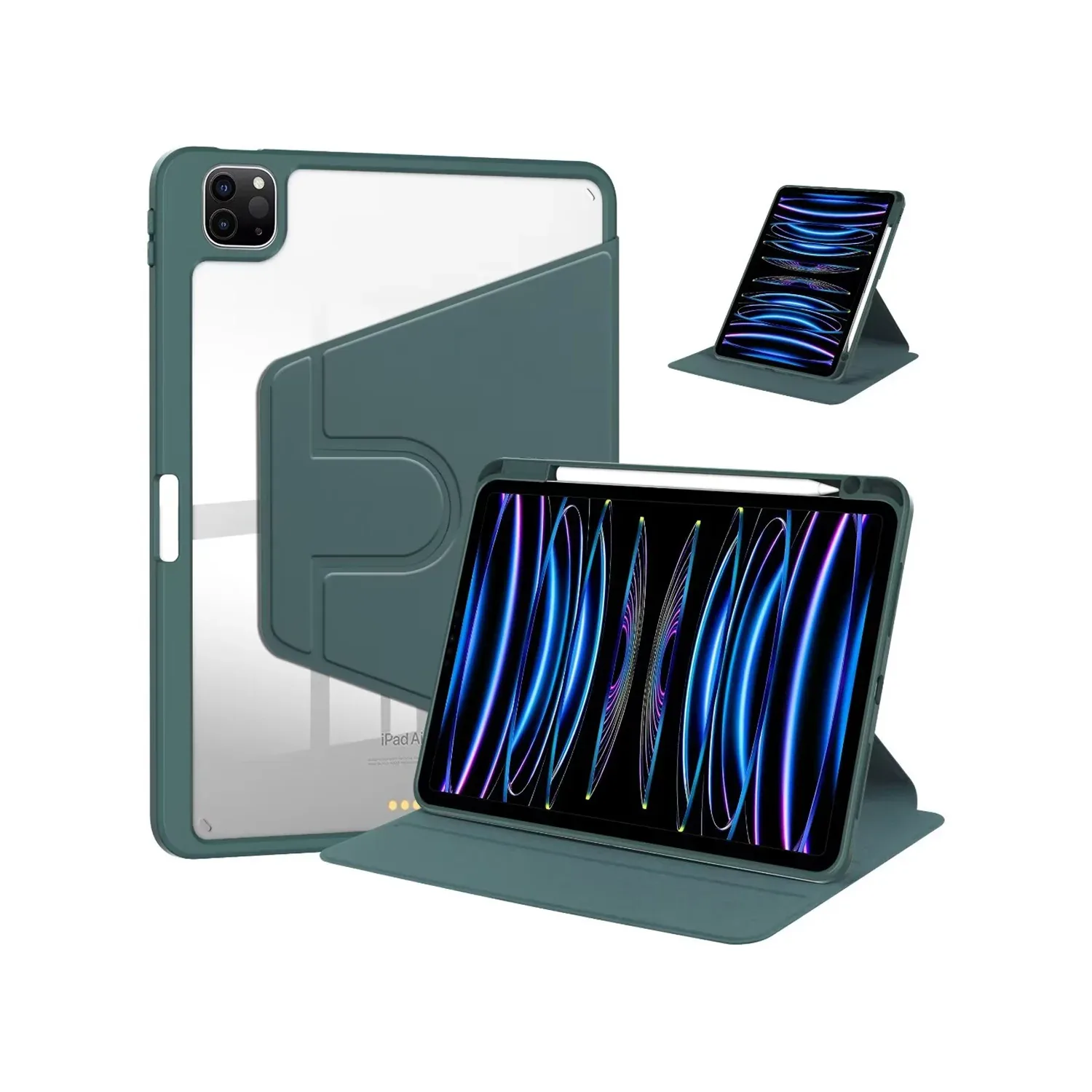 PU Leather Protective Case For Apple iPad Air 13 inch (2024) Midnight Green