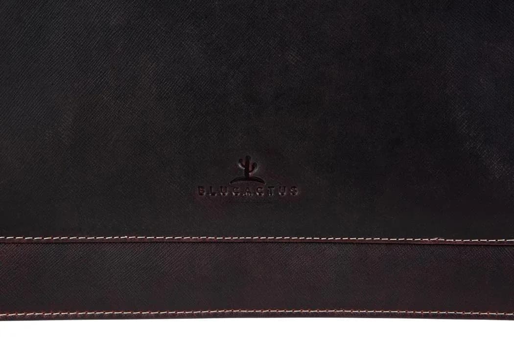 BLUCACTUS OF1001BR Leather Laptop Folder 14 inch Matte Brown