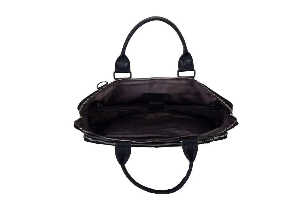 BLUCACTUS LB1007BK Leather Laptop Bag 14 inch Black