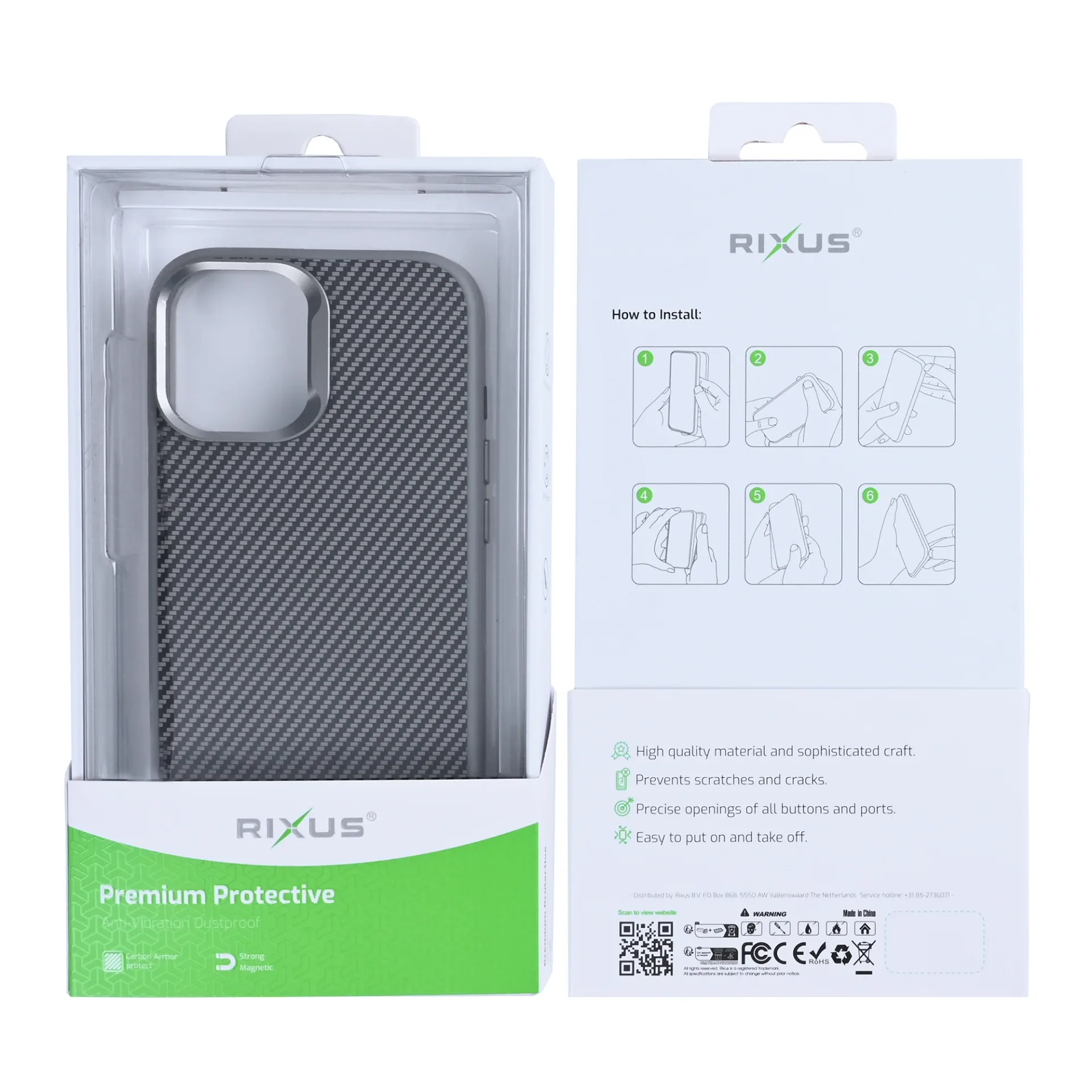 Rixus Mag Carbon With MagSafe Compatible For Apple iPhone 17 Titanium Grey
