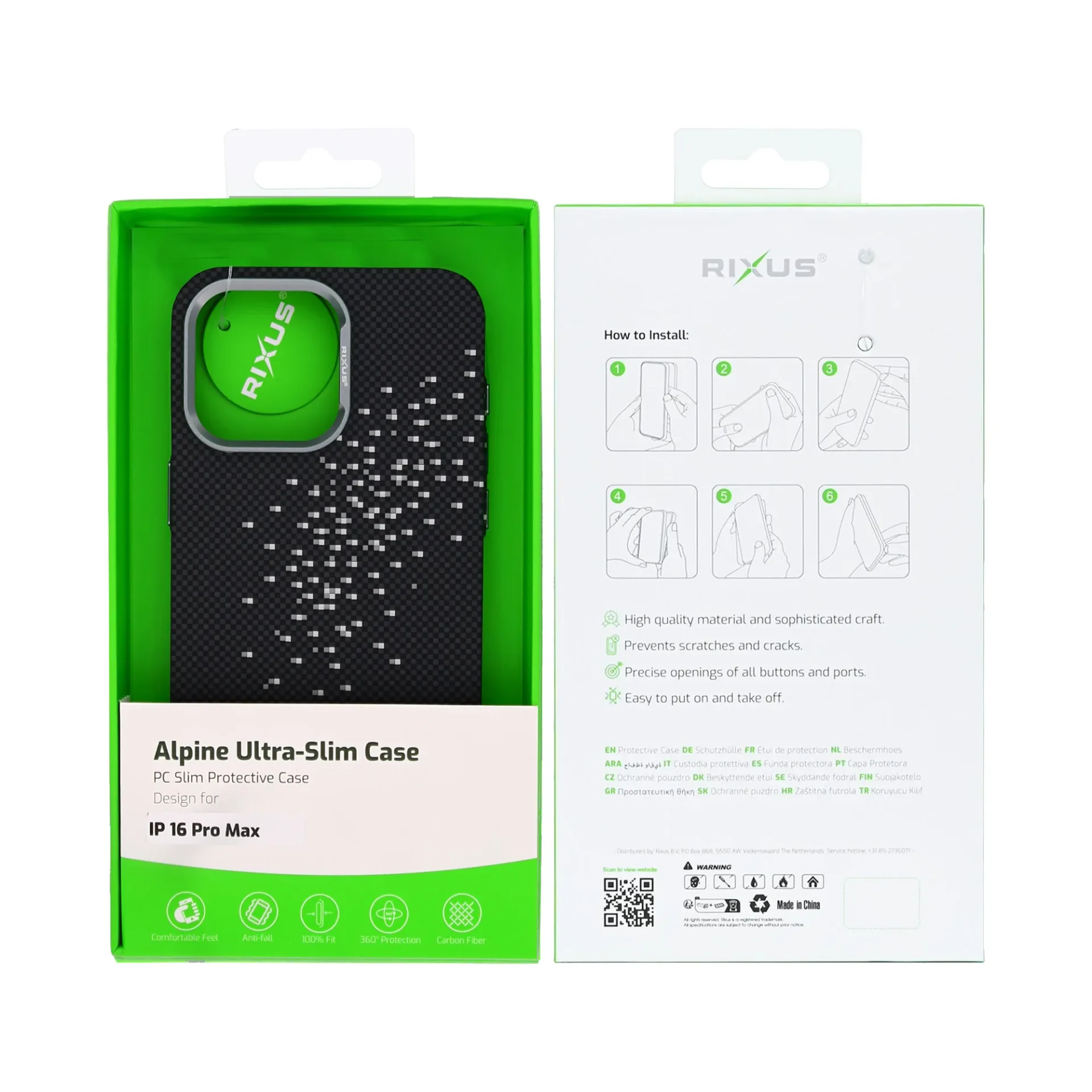 Rixus Alpine Ultra-Slim Case With MagSafe Compatible RXD022 For Apple iPhone 16 Pro Max Galaxy Black