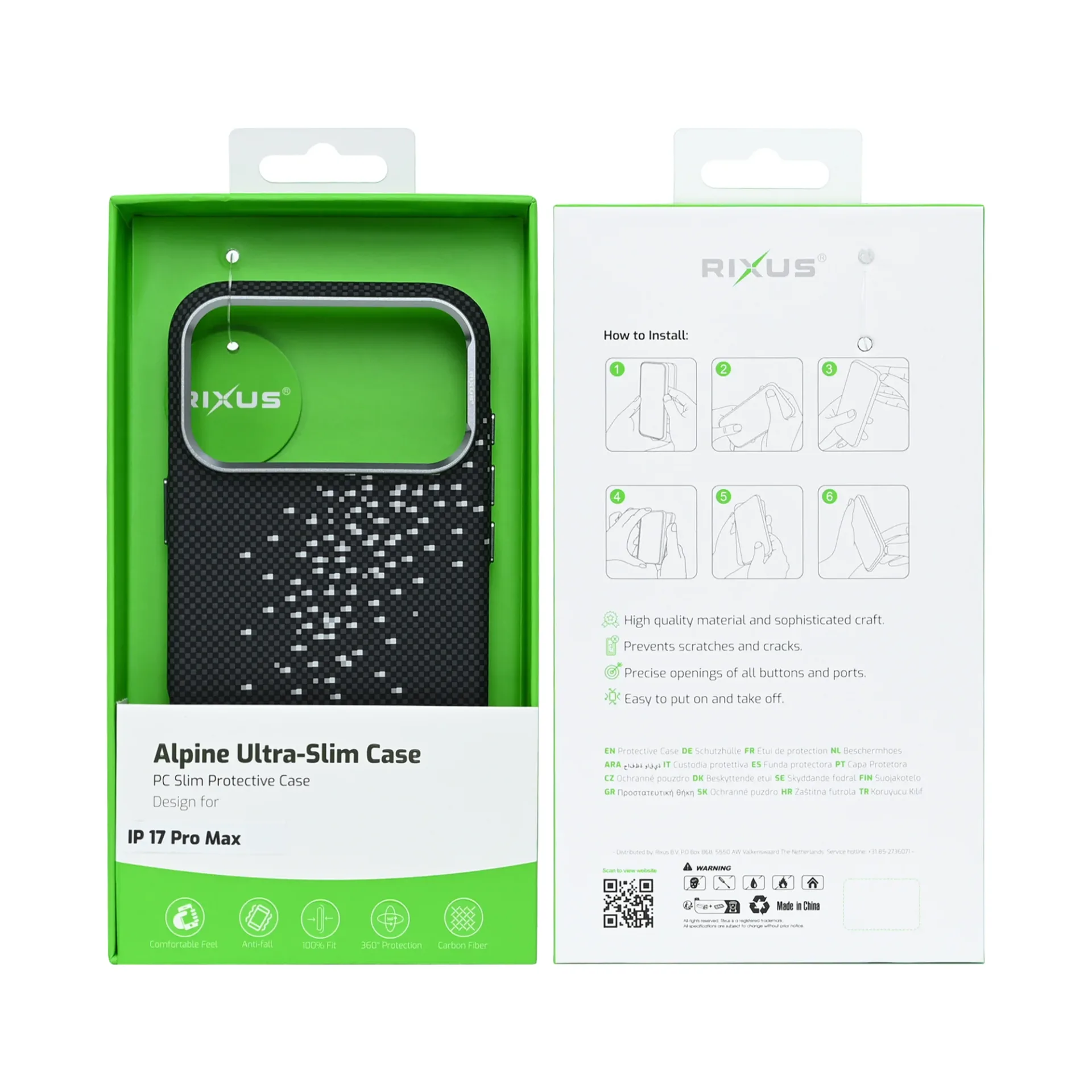 Rixus Alpine Ultra-Slim Case With MagSafe Compatible RXD022 For Apple iPhone 17 Pro Max Galaxy Black
