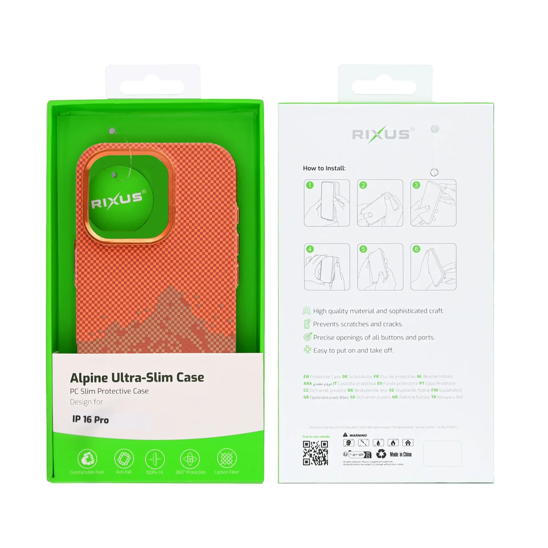 Rixus Alpine Ultra-Slim Case With MagSafe Compatible RXD081 For Apple iPhone 16 Pro Mountain Orange
