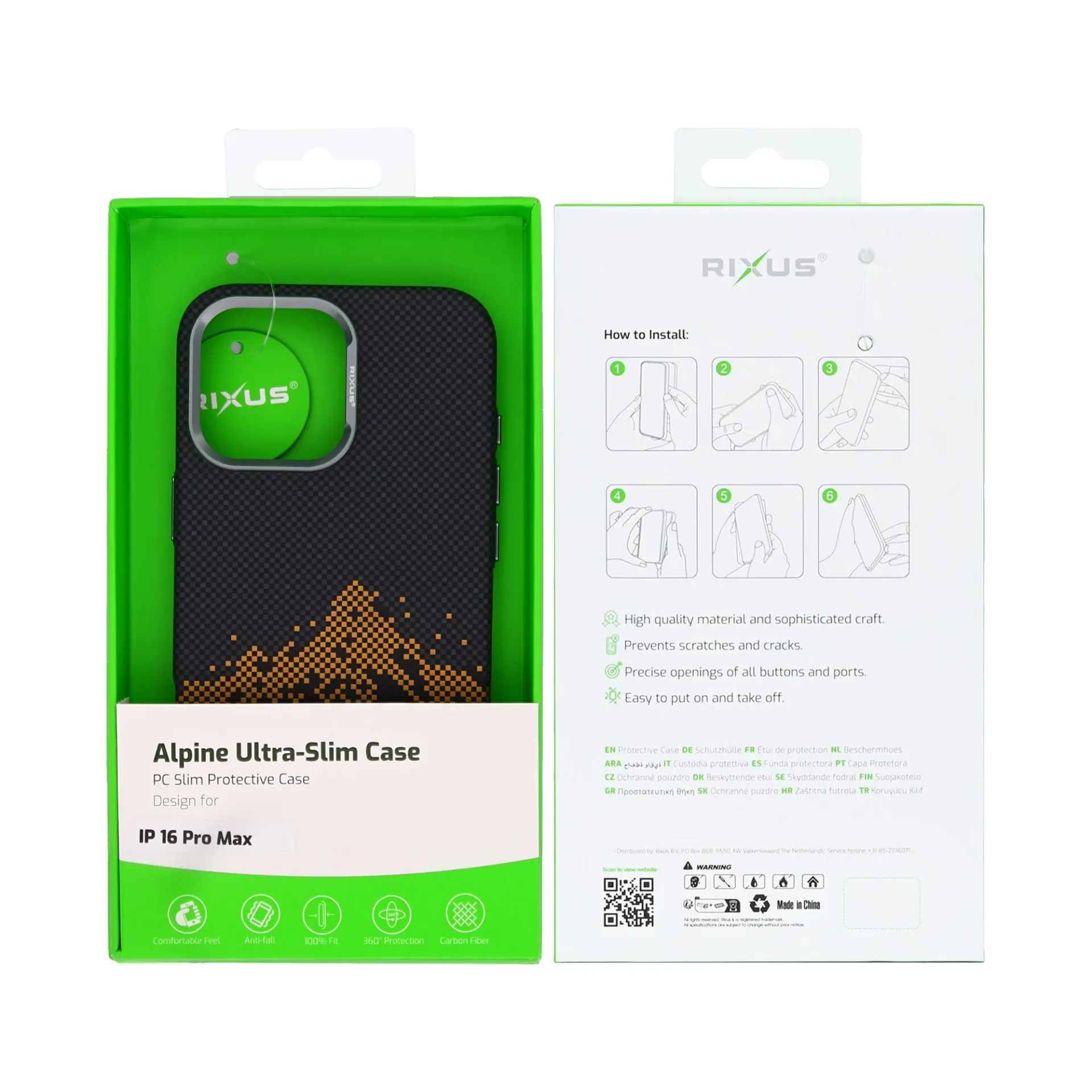 Rixus Alpine Ultra-Slim Case With MagSafe Compatible RXD082 For Apple iPhone 16 Pro Max Mountain Black