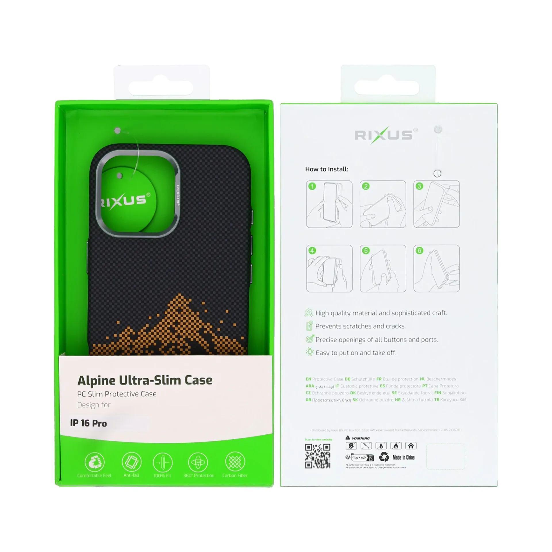 Rixus Alpine Ultra-Slim Case With MagSafe Compatible RXD082 For Apple iPhone 16 Pro Mountain Black
