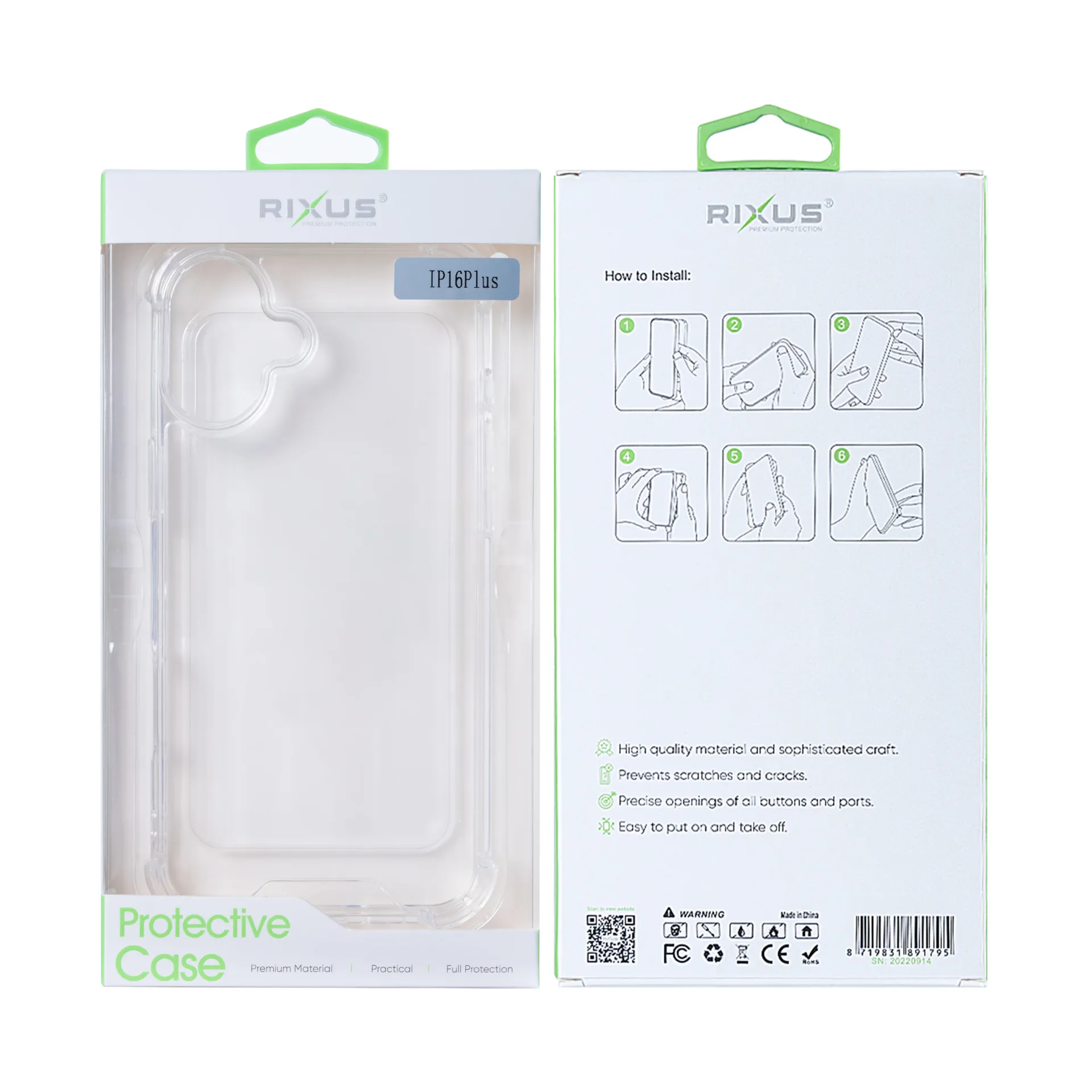 Rixus Anti-Burst Case For Apple iPhone 16 Plus Transparent