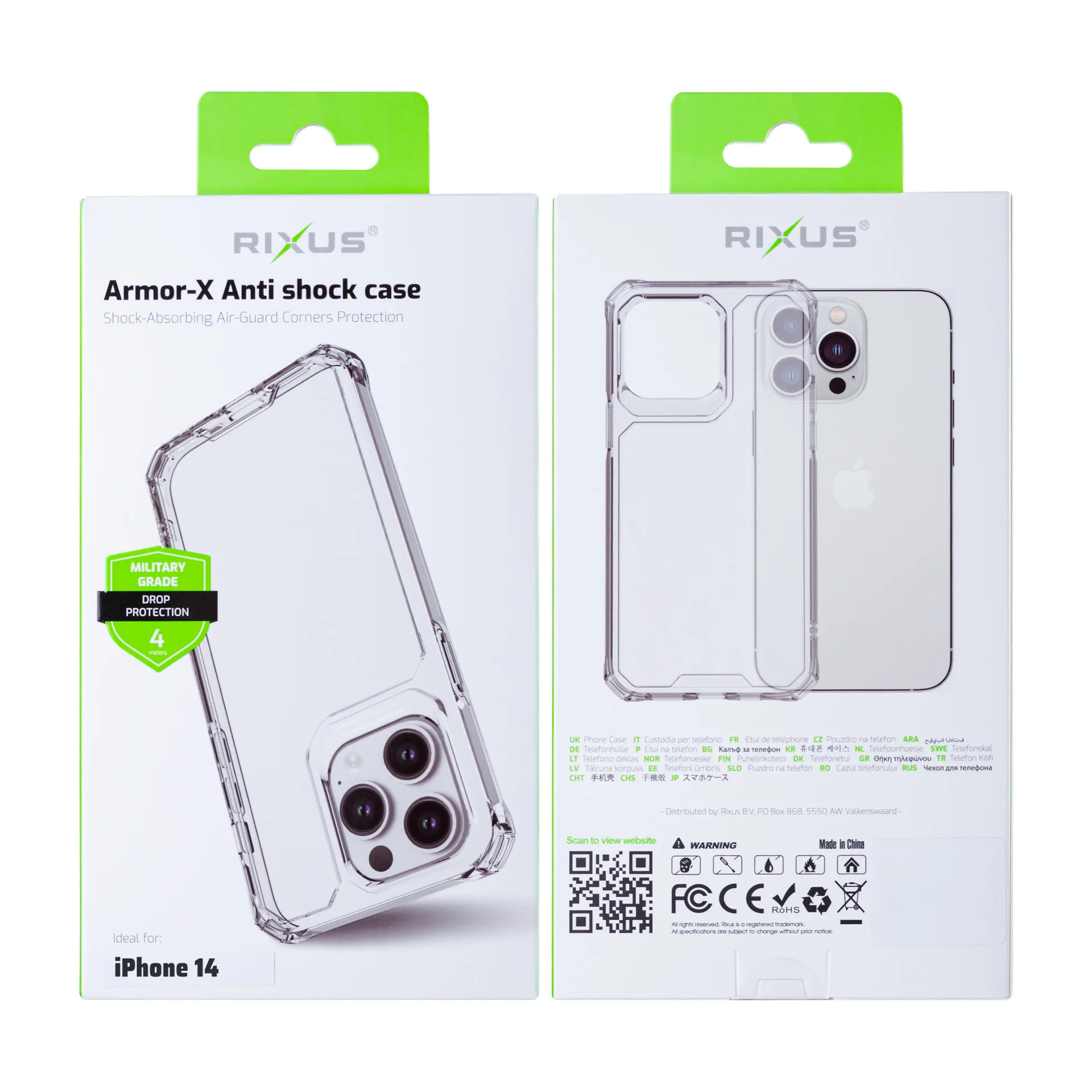 Rixus Armor-X Anti Shock Case For Apple iPhone 14 Transparent