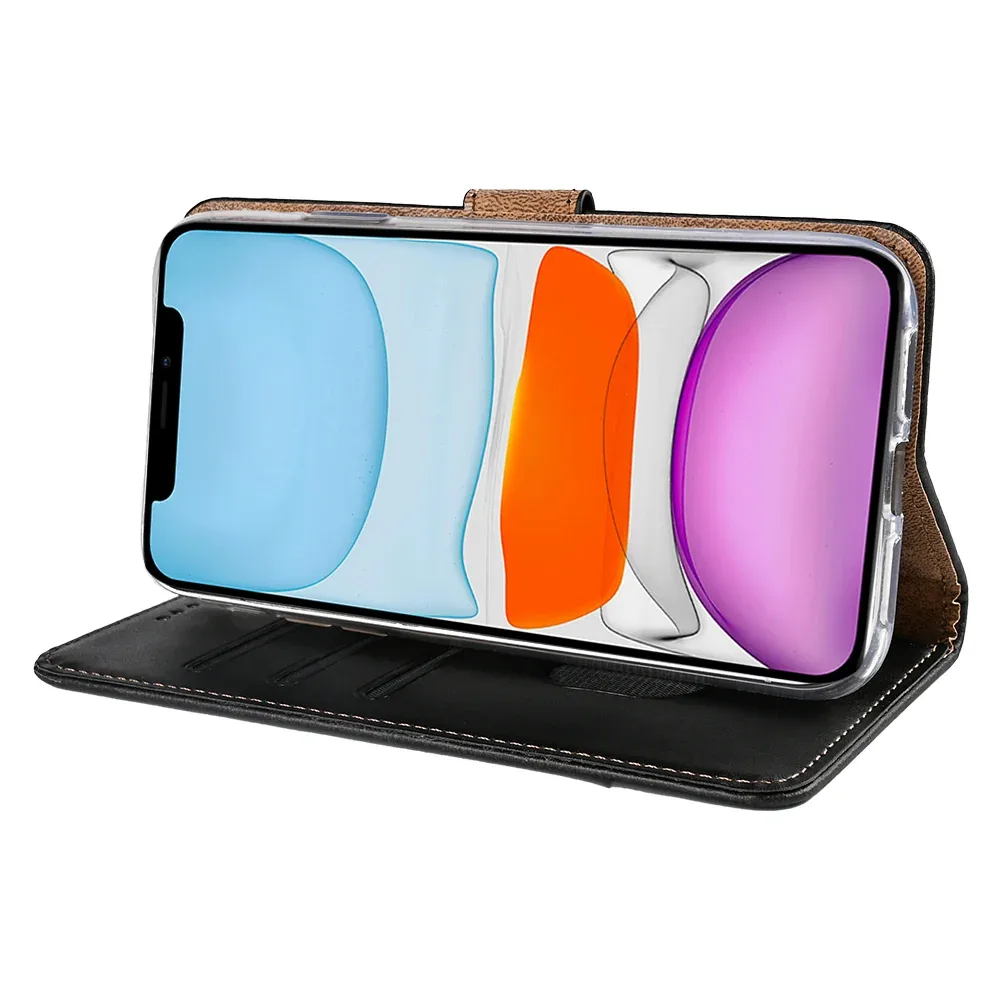 Rixus Bookcase For Apple iPhone 11 Black