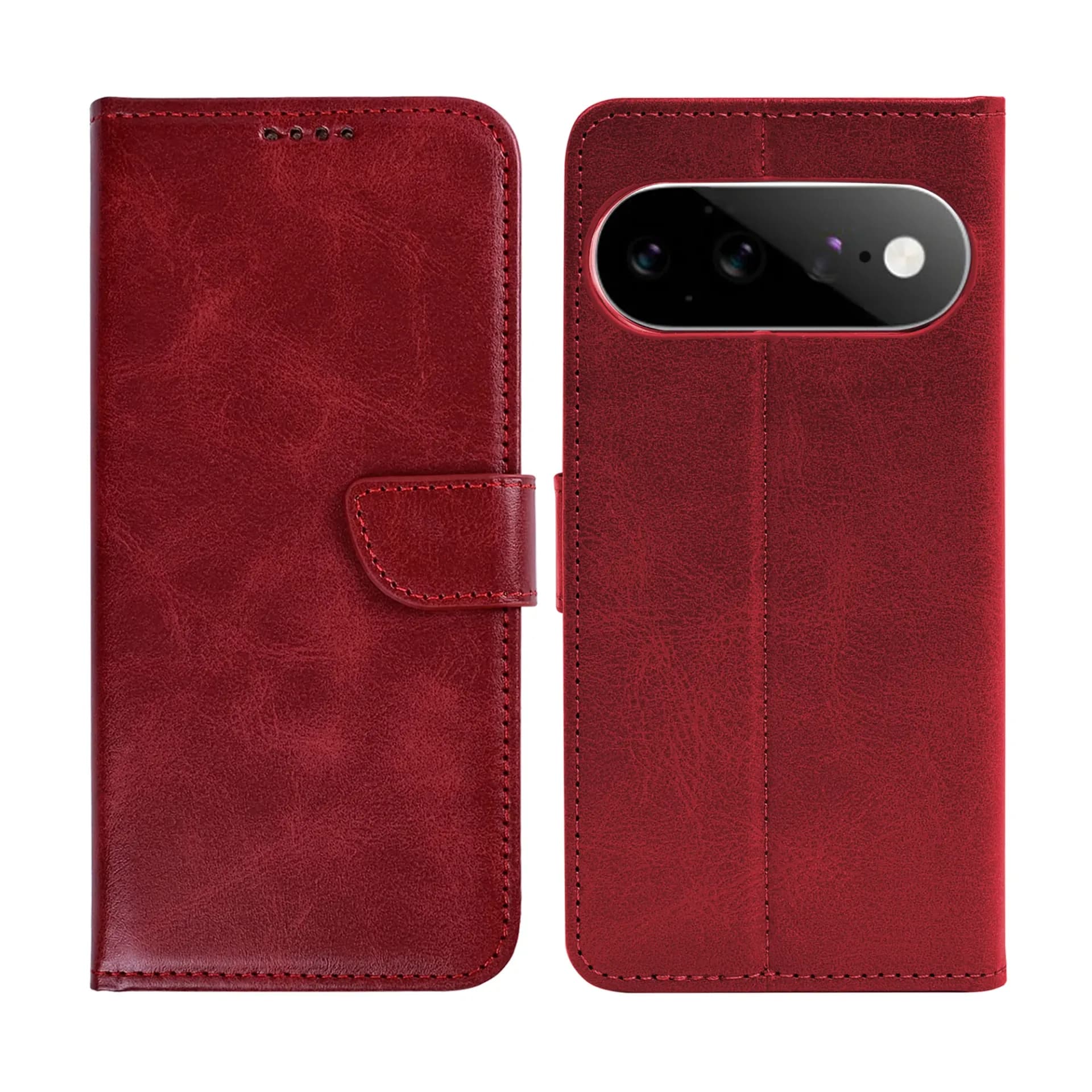 Rixus Bookcase For Google Pixel 11 Pro XL Dark Red