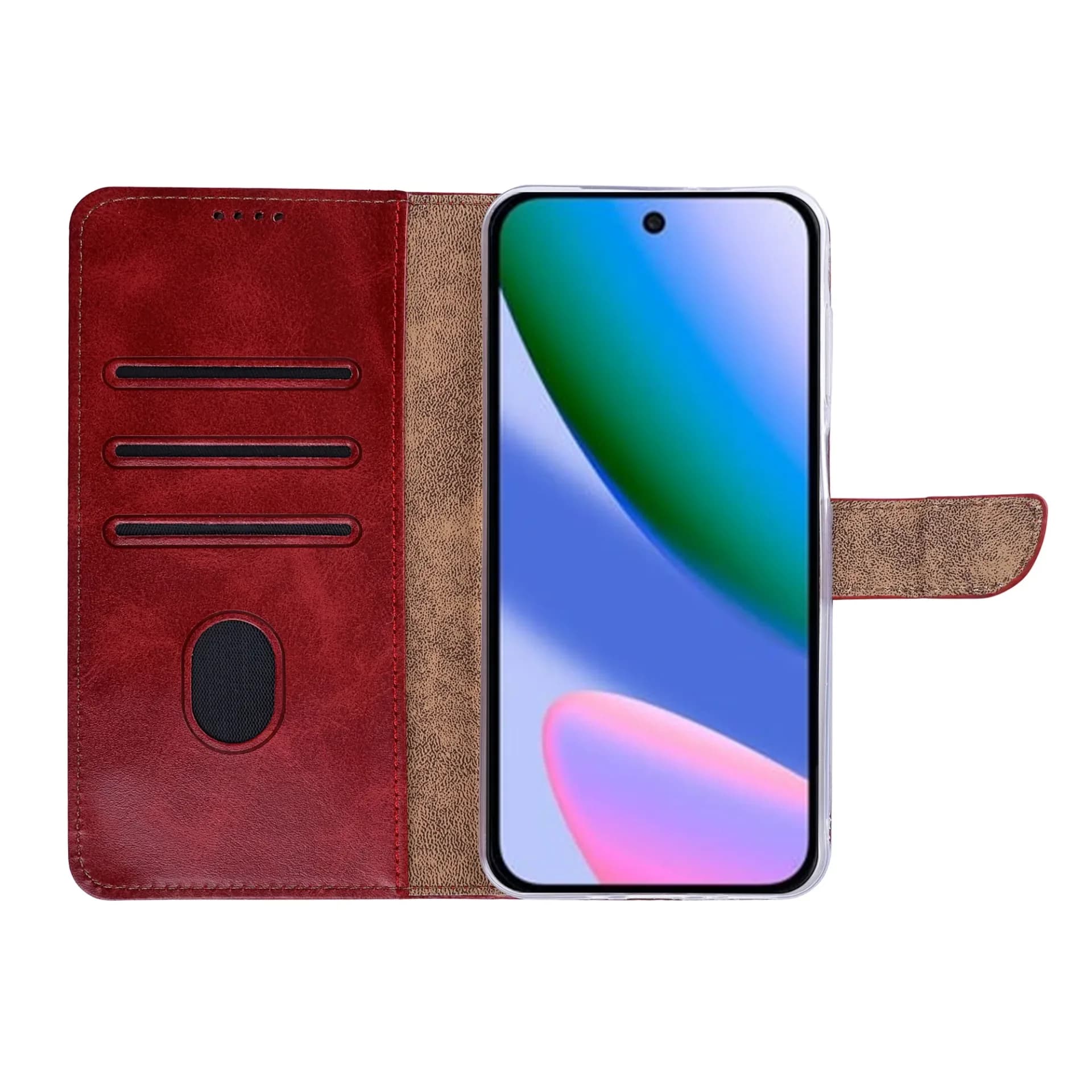 Rixus Bookcase For Google Pixel 11 Pro XL Dark Red