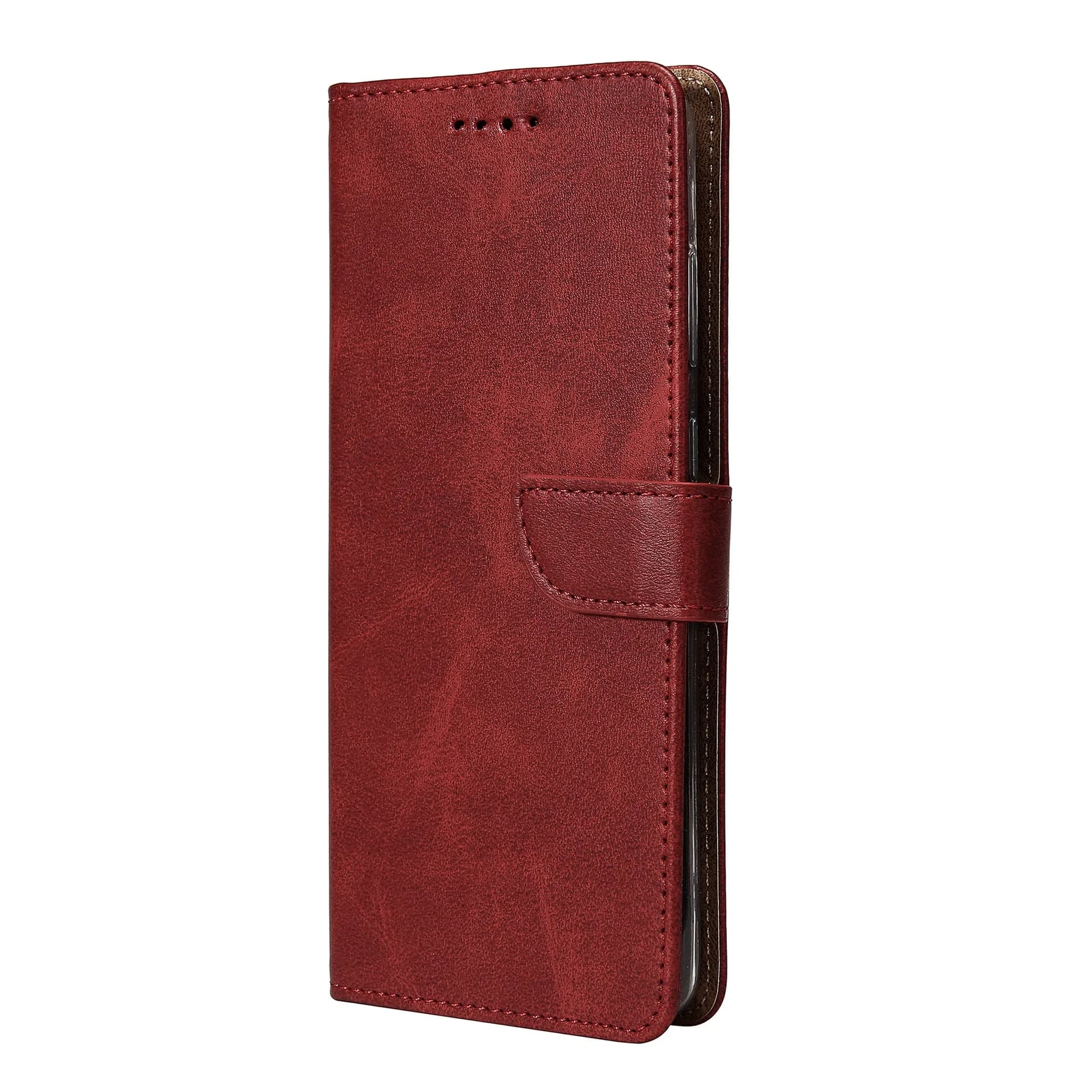 Rixus Bookcase For Samsung Galaxy A14 5G Dark Red