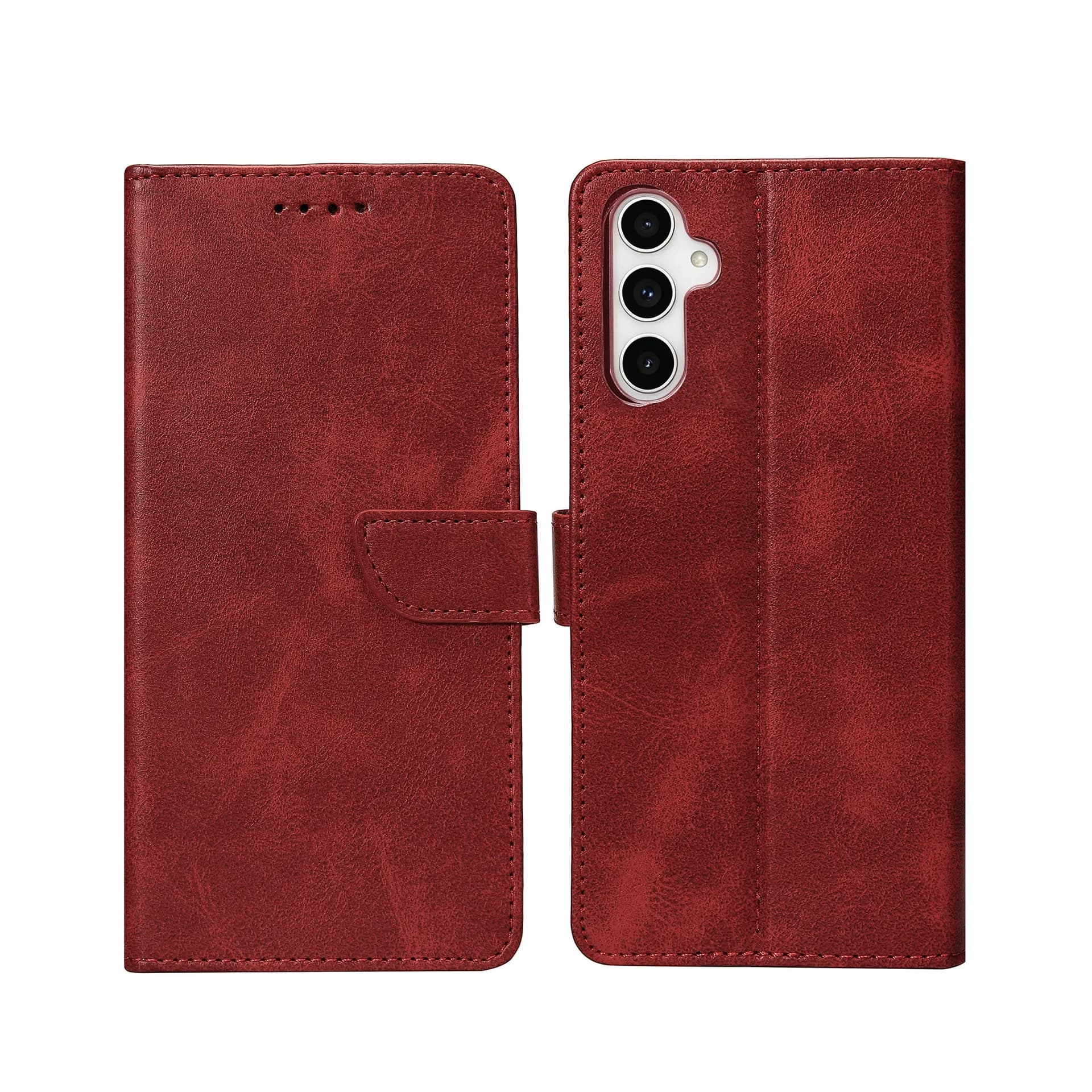 Rixus Bookcase For Samsung Galaxy A54 5G Dark Red