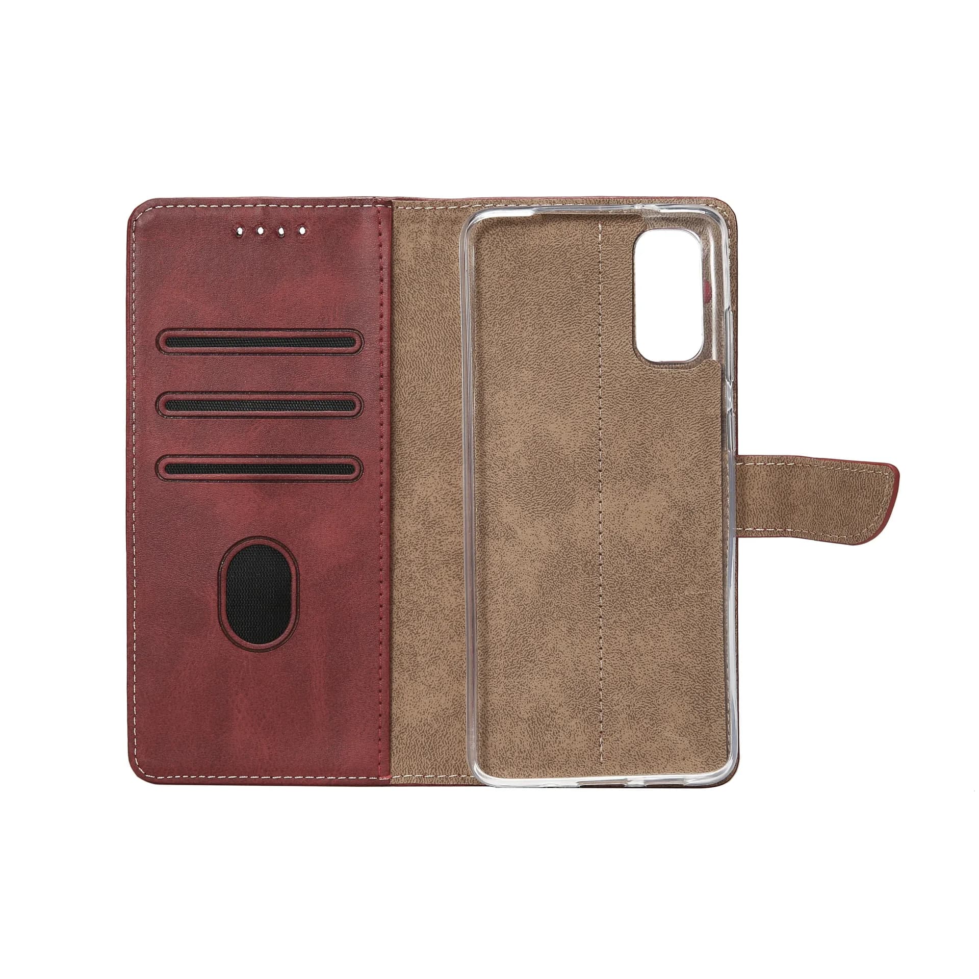 Rixus Bookcase For Samsung Galaxy S20 FE Dark Red