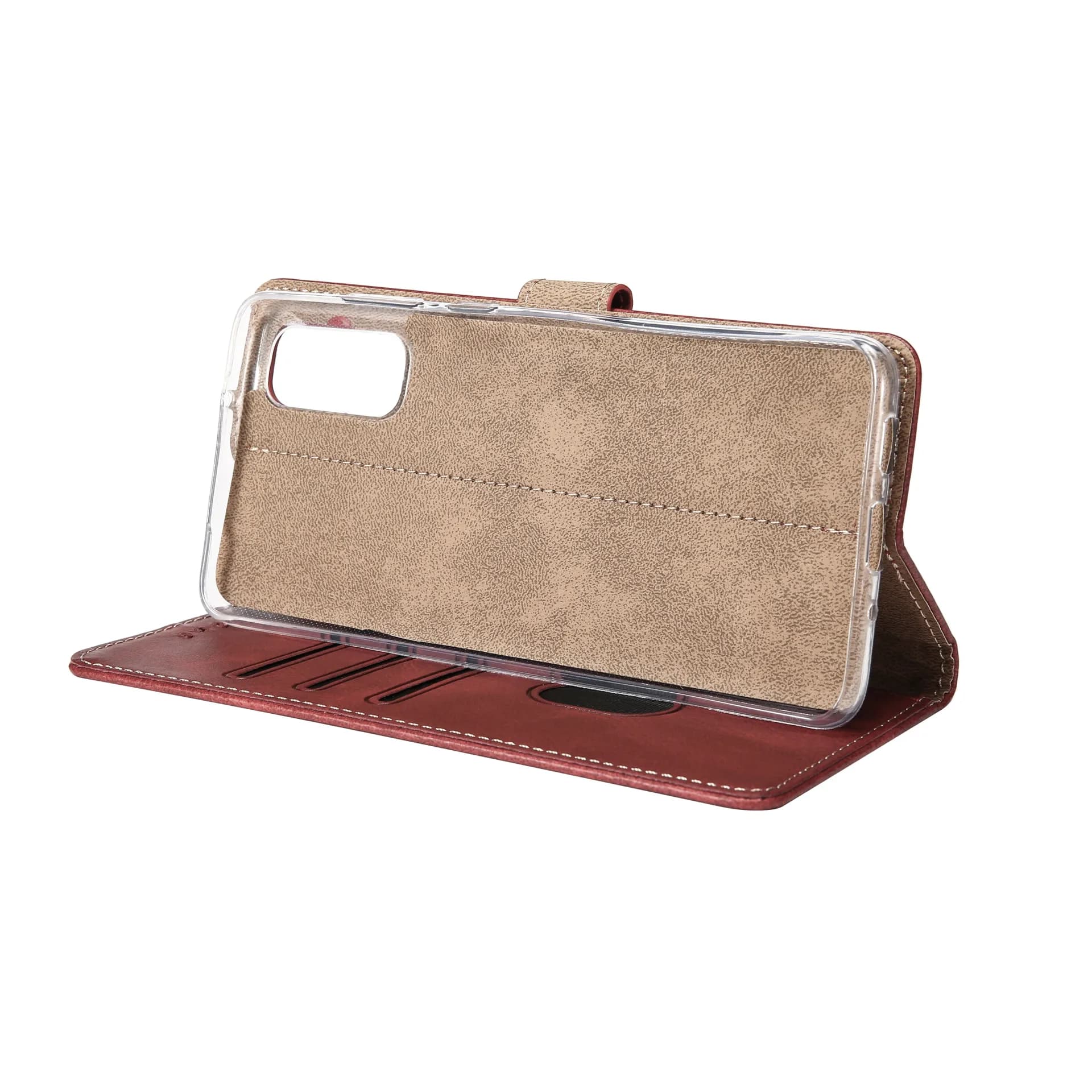 Rixus Bookcase For Samsung Galaxy S20 FE Dark Red