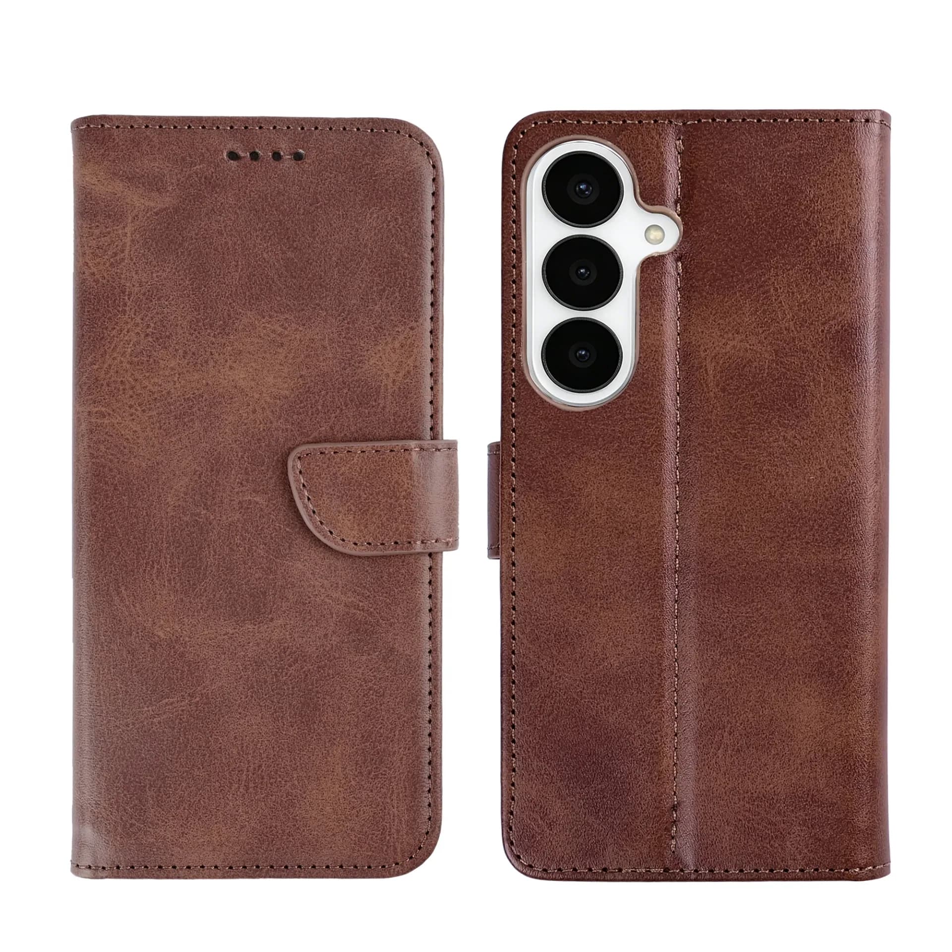 Rixus Bookcase For Samsung Galaxy S26 Brown