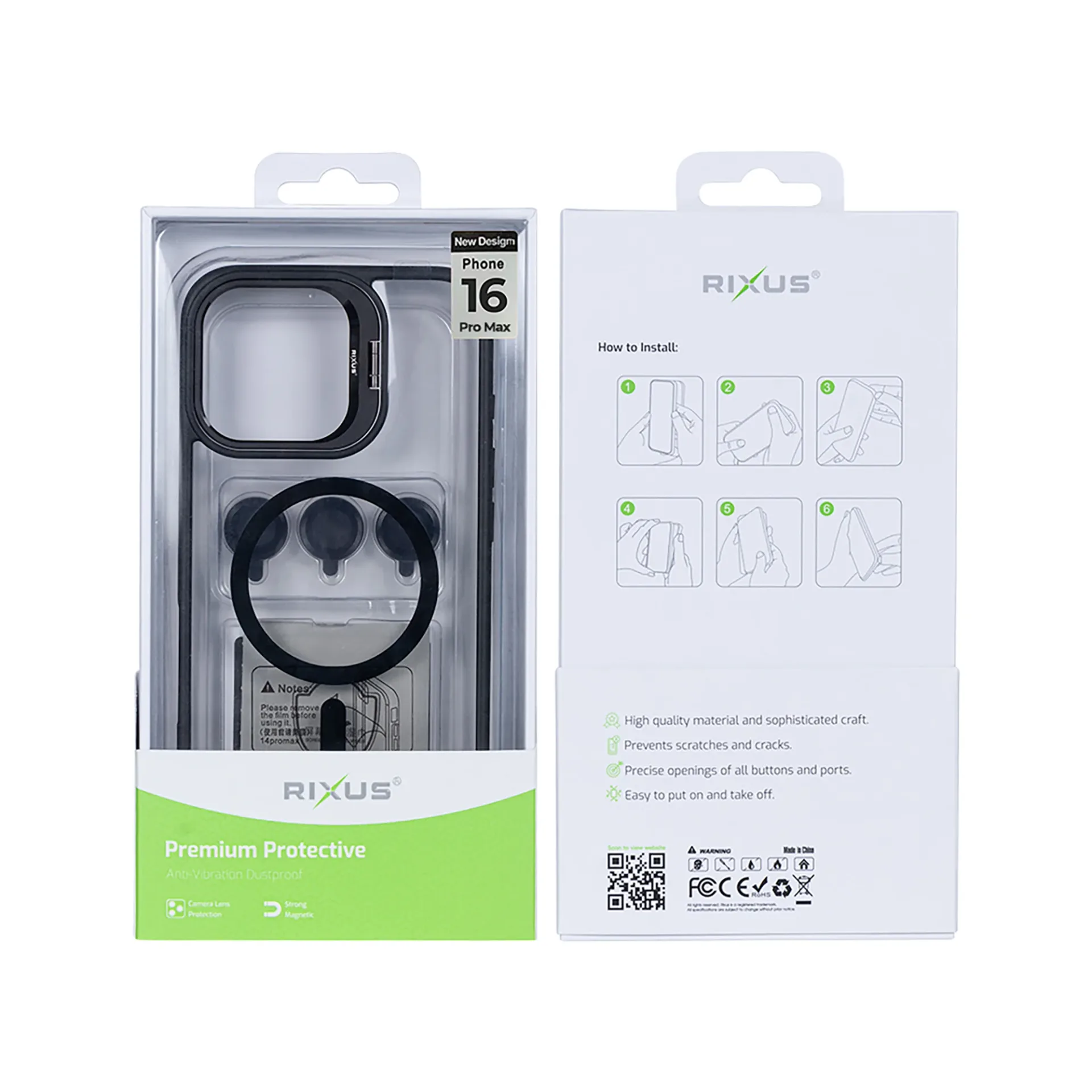 Rixus Classic 03 Case With MagSafe Compatible For Apple iPhone 16 Pro Max Black