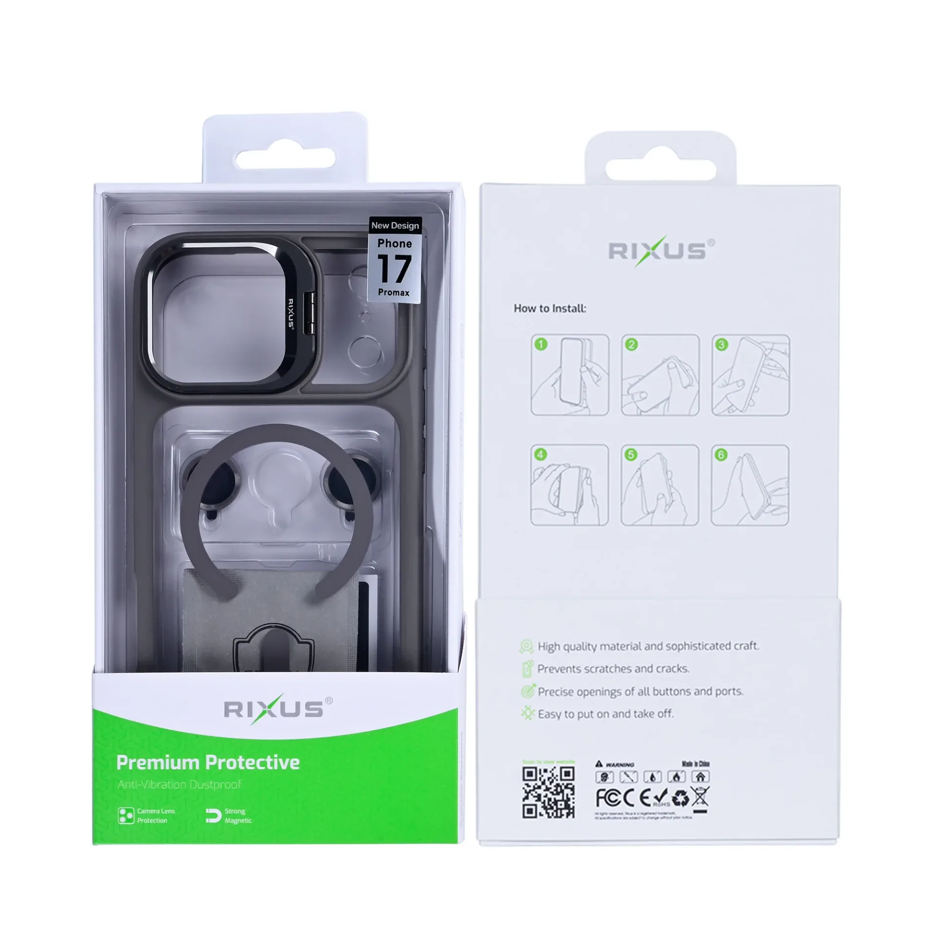 Rixus Classic 03 Case With MagSafe Compatible For Apple iPhone 17 Pro Max Titanium Grey