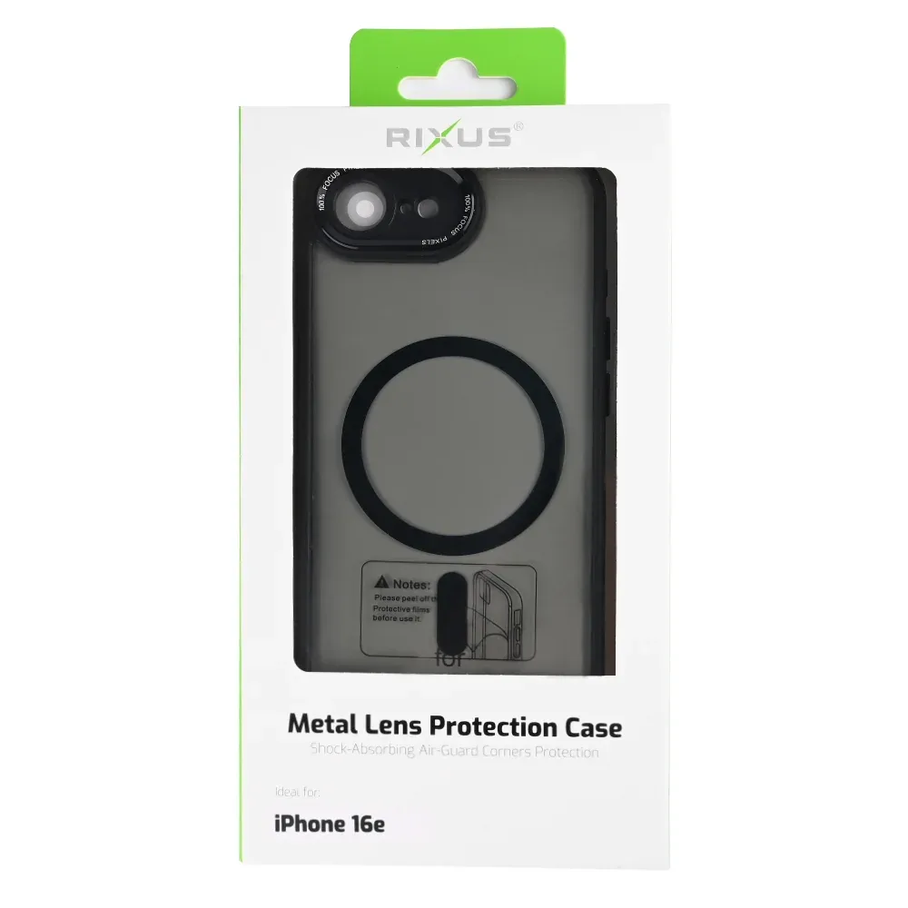 Rixus Classic 04 Case With MagSafe Compatible For Apple iPhone 16e Black