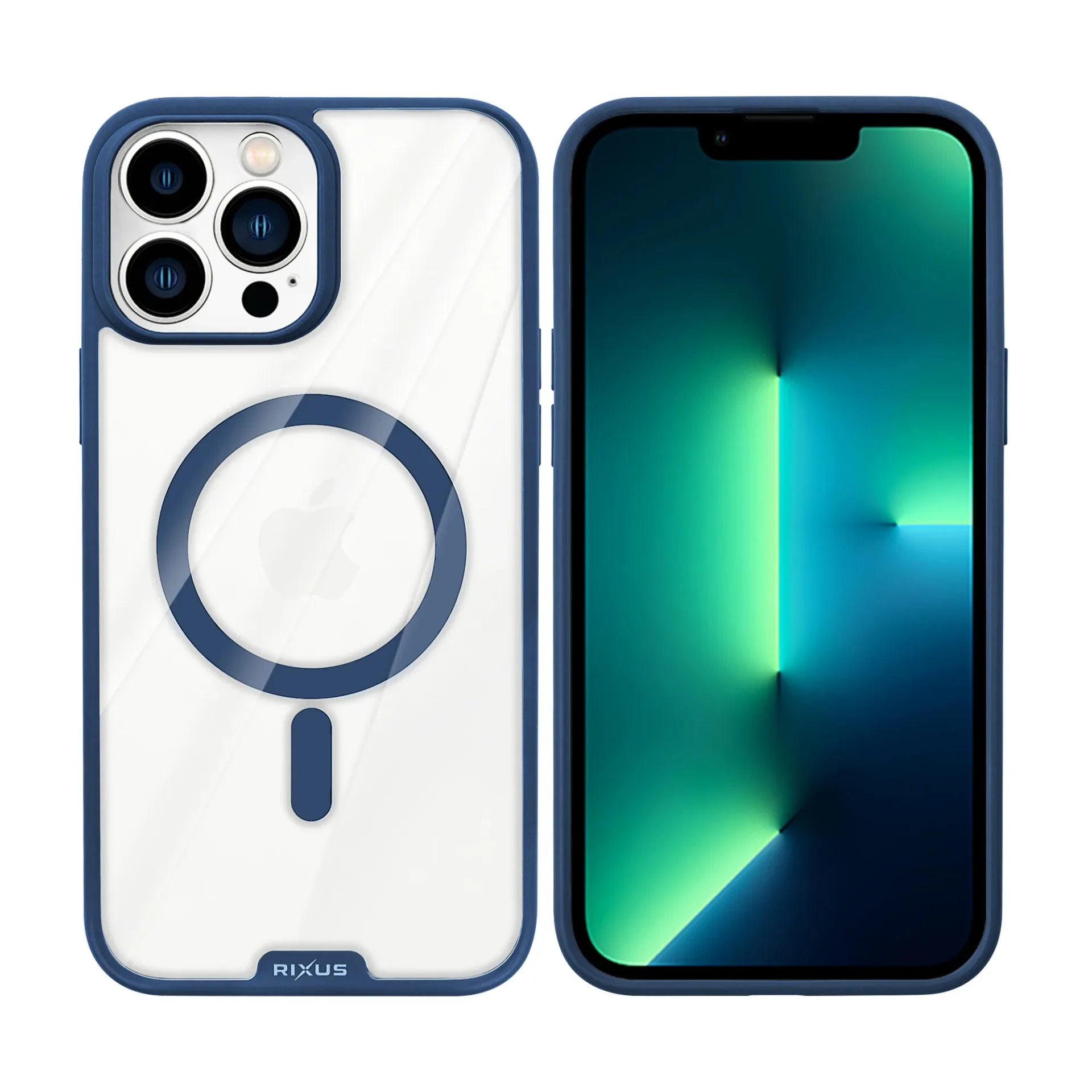 Rixus Crystal Amber Case For Apple iPhone 13 Pro Blue