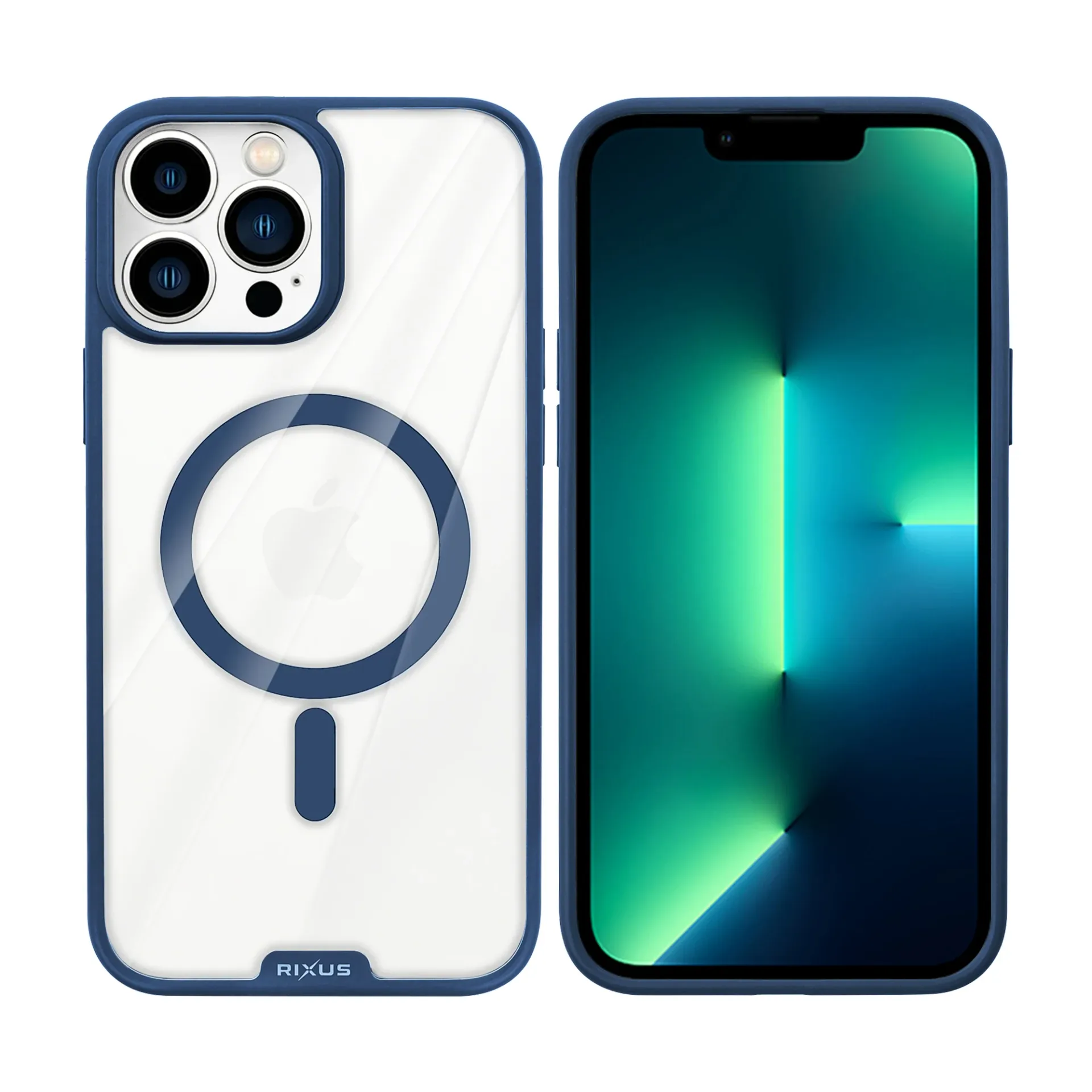 Rixus Crystal Amber Case For Apple iPhone 13 Pro Max Blue