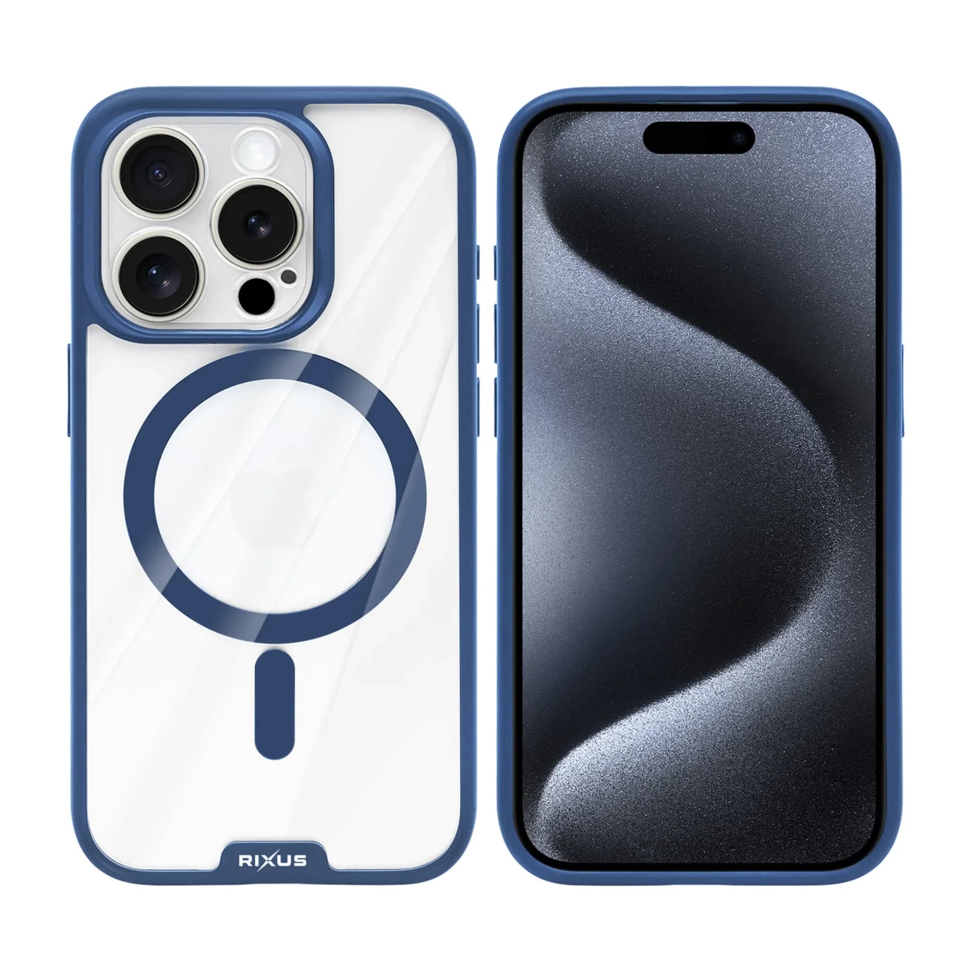 Rixus Crystal Amber Case For Apple iPhone 15 Pro Blue