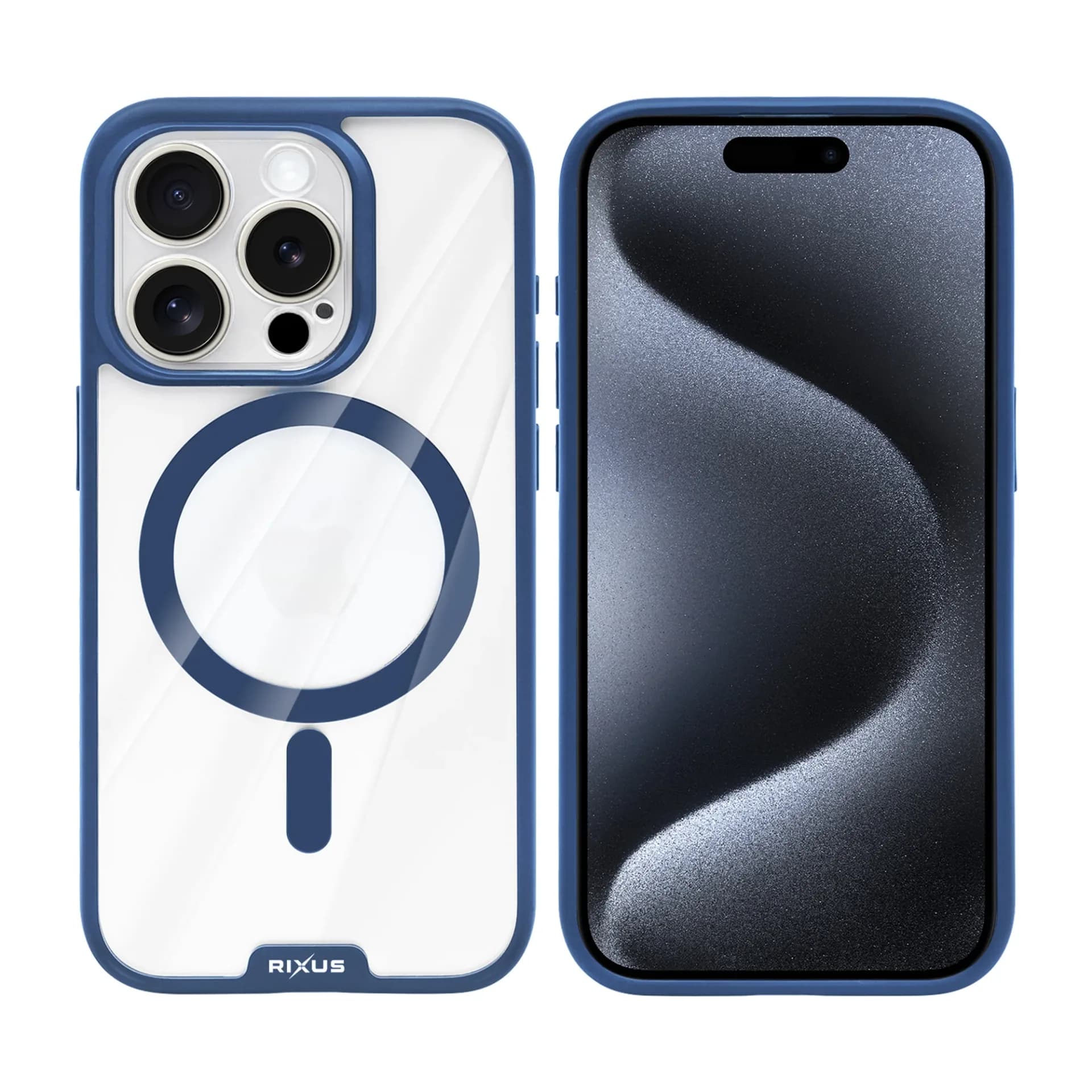 Rixus Crystal Amber Case For Apple iPhone 15 Pro Max Blue