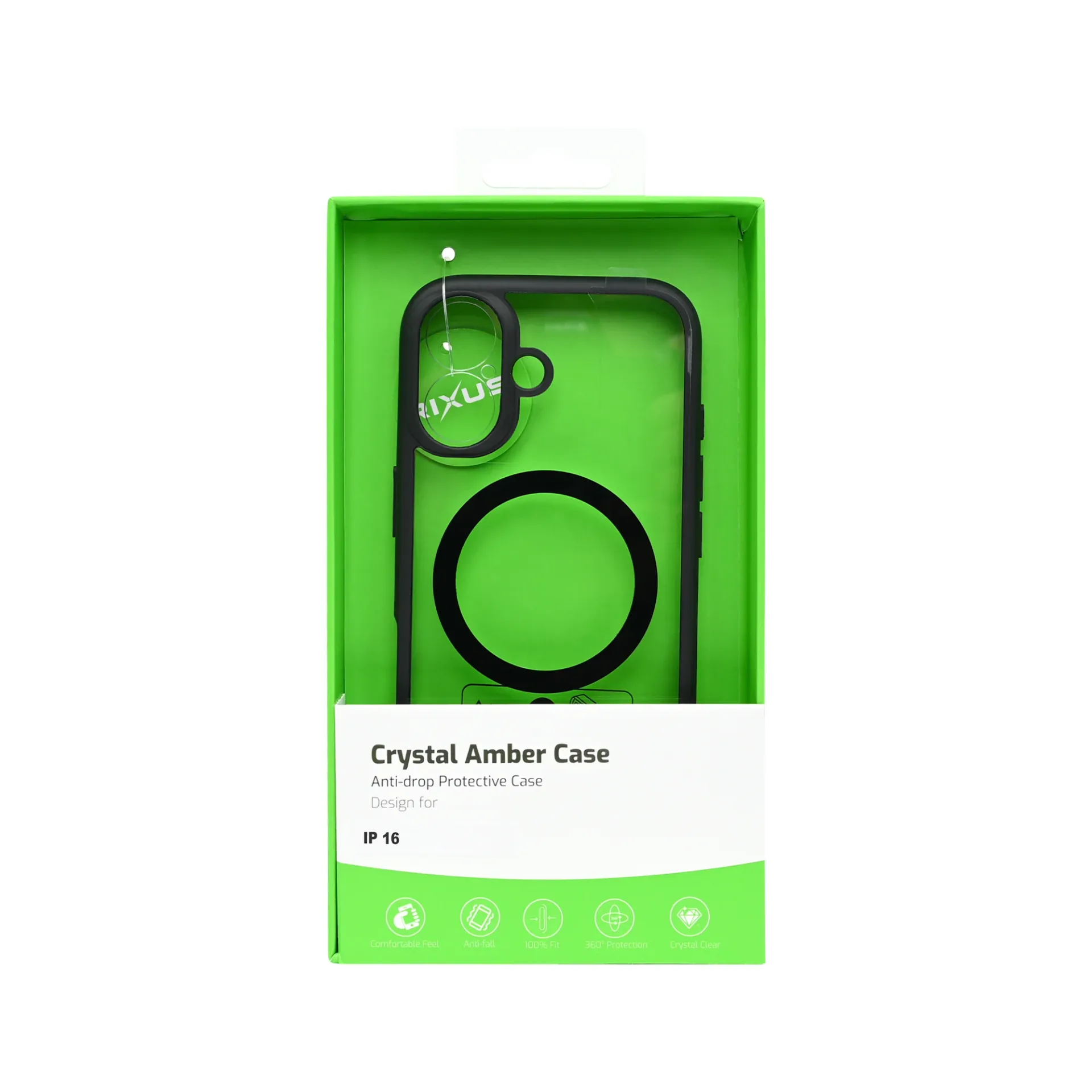 Rixus Crystal Amber Case For Apple iPhone 16 Black