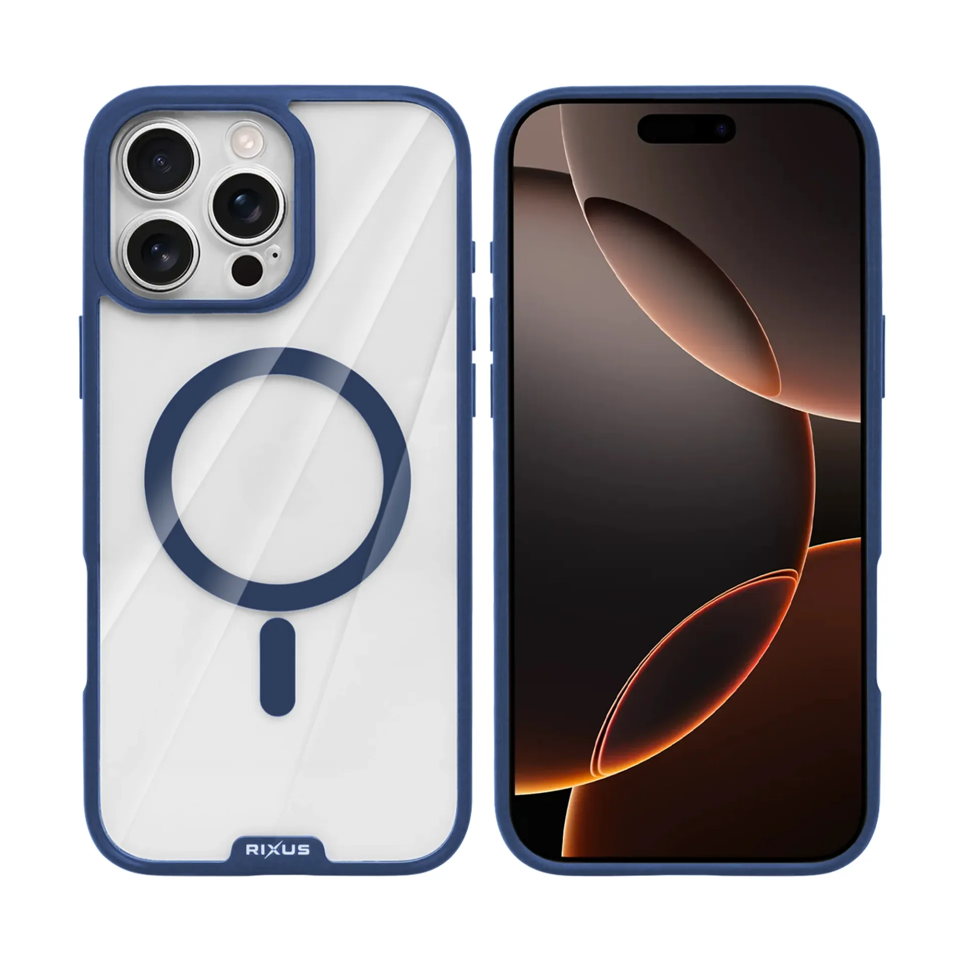 Rixus Crystal Amber Case For Apple iPhone 16 Pro Blue