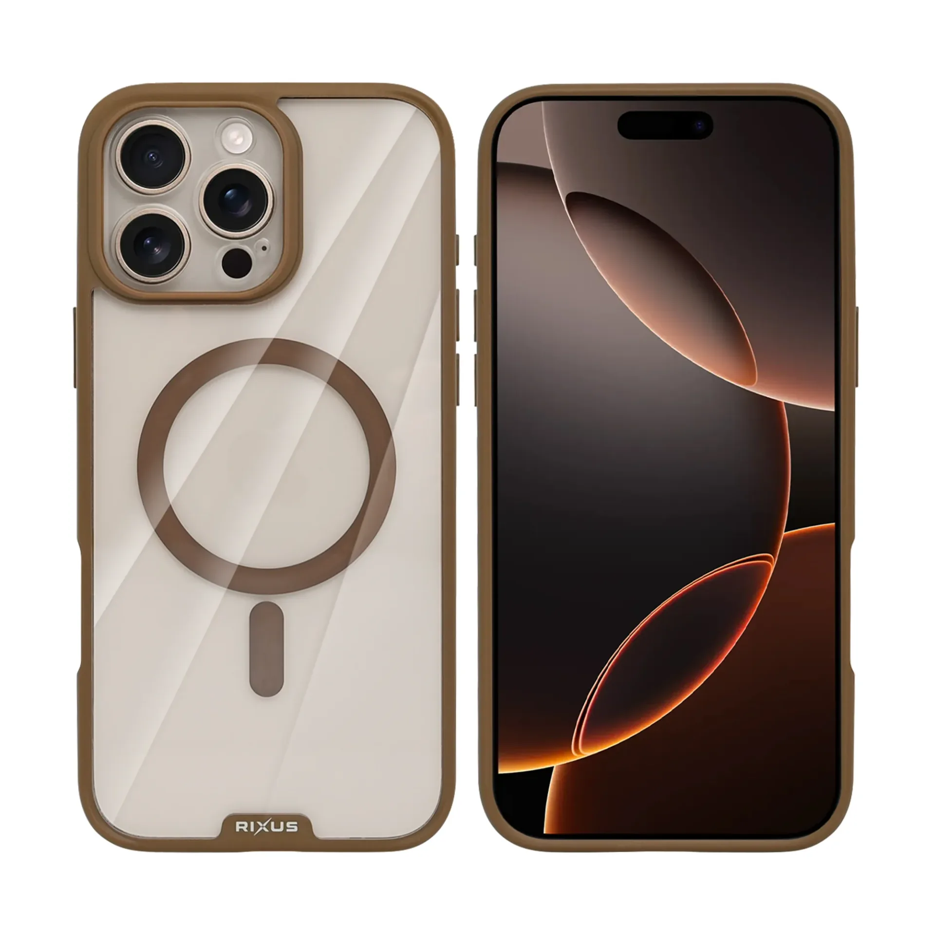 Rixus Crystal Amber Case For Apple iPhone 16 Pro Desert Gold